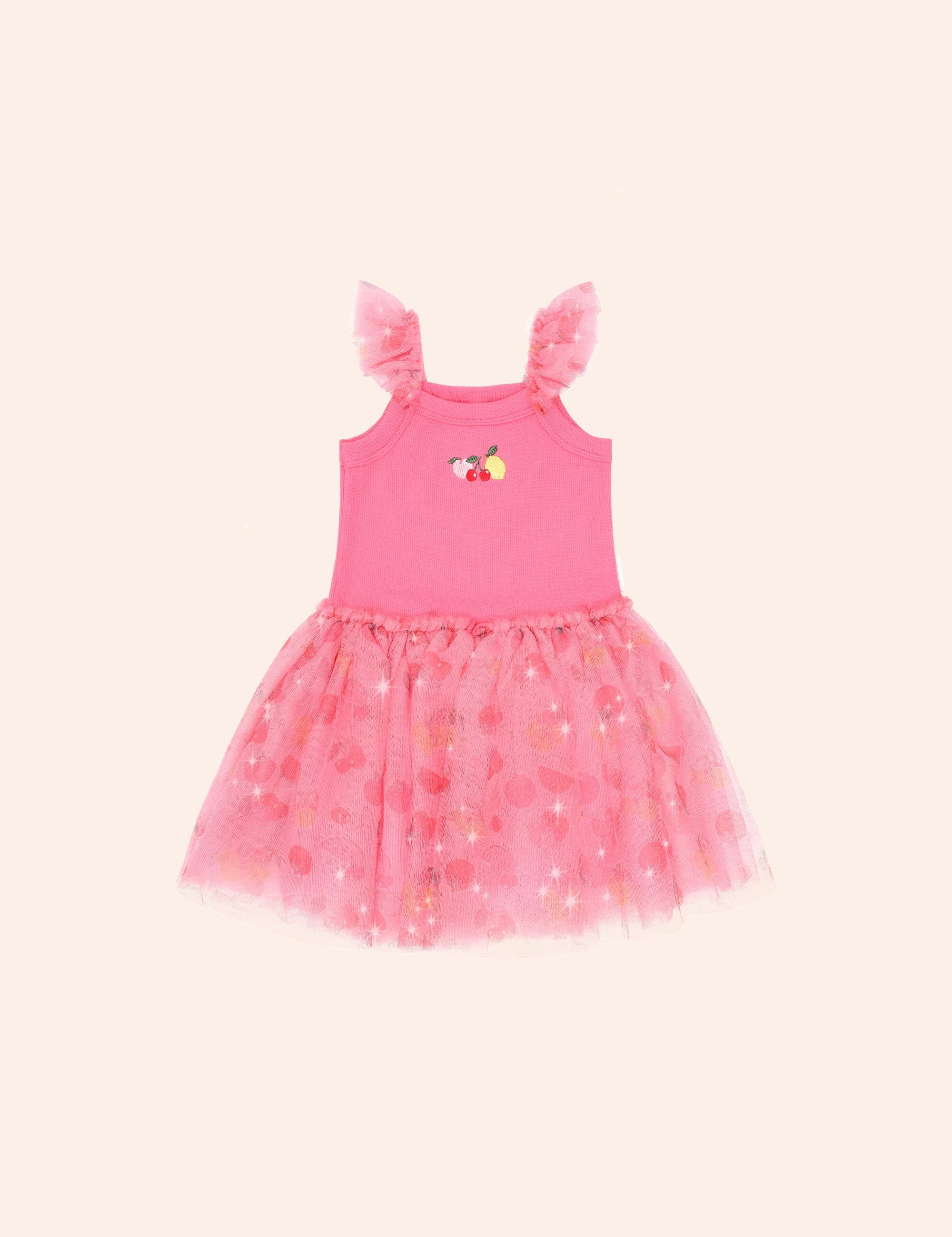 Raspberry Tutti Frutti Rib Dress DRESS Huxbaby