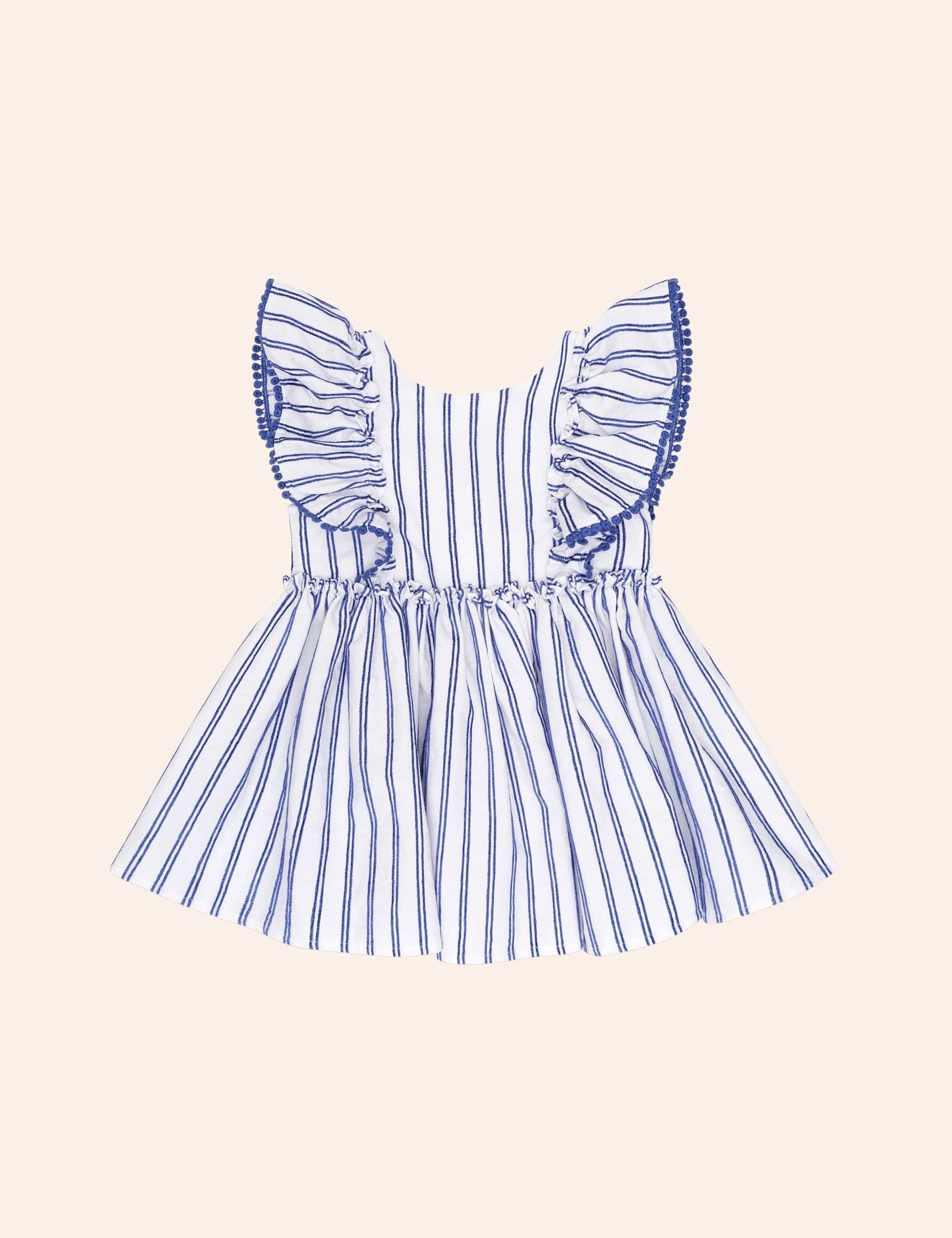 Ocean Stripe Bow Back Dress DRESS Huxbaby