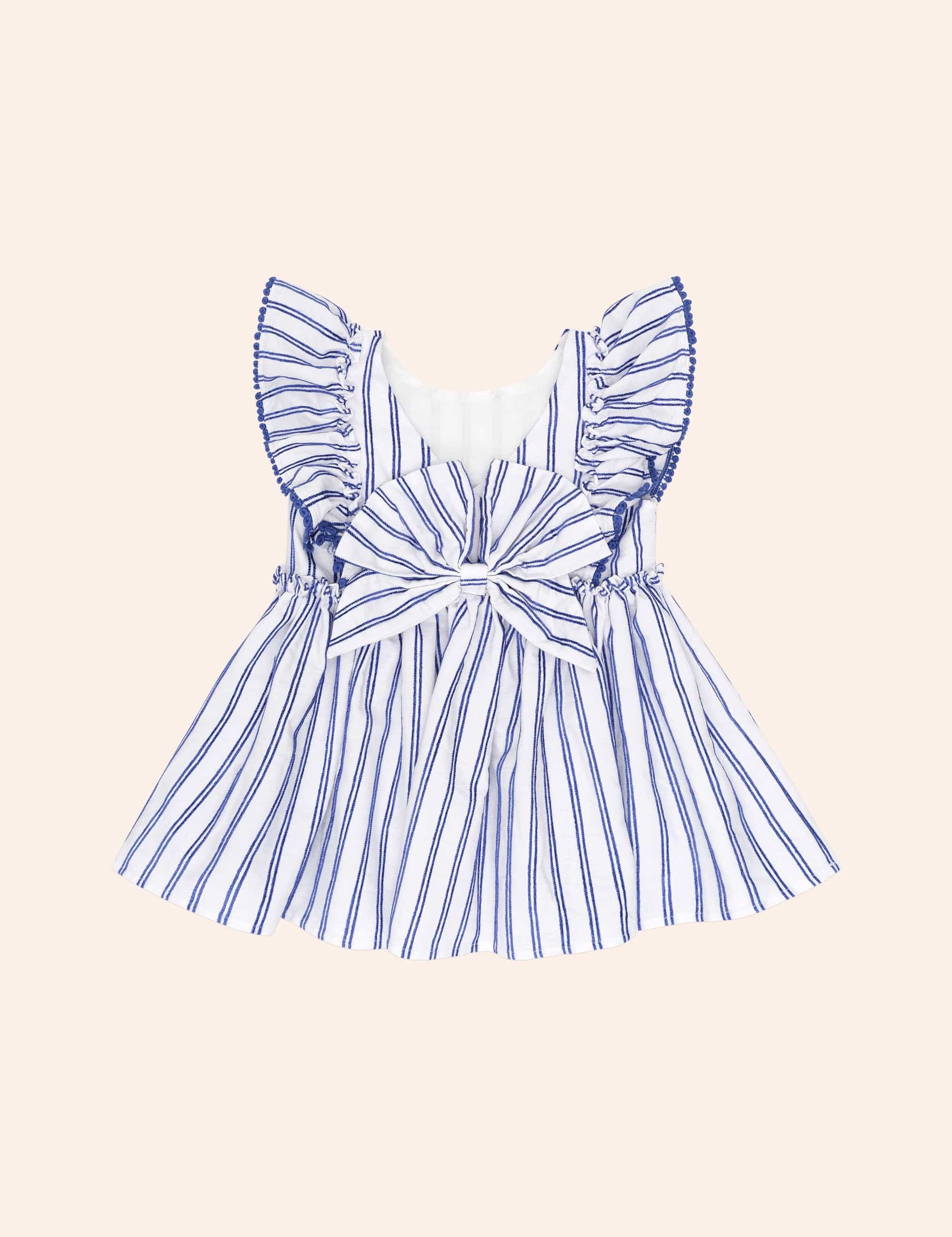 Ocean Stripe Bow Back Dress DRESS Huxbaby