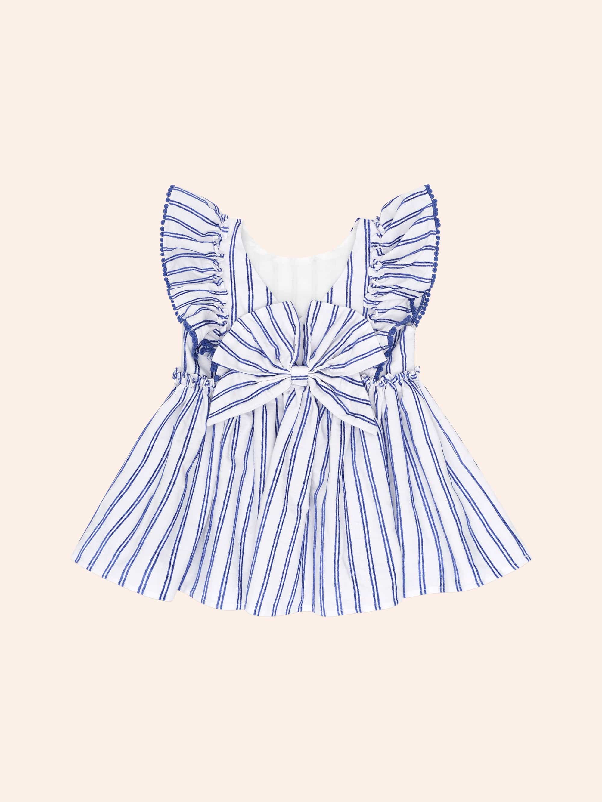 Ocean Stripe Bow Back Dress DRESS Huxbaby