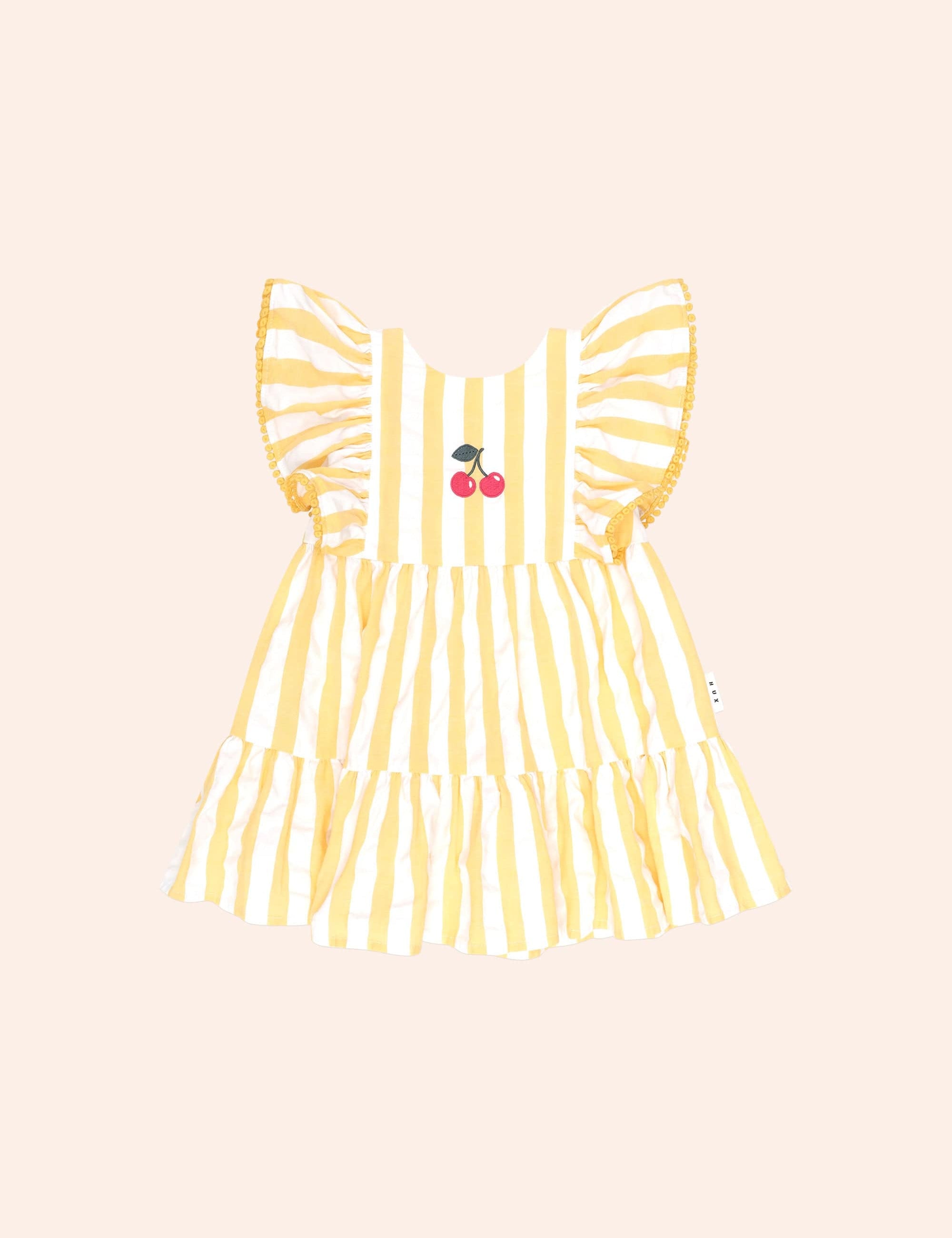 Sunshine Stripe Cherry Dress DRESS Huxbaby
