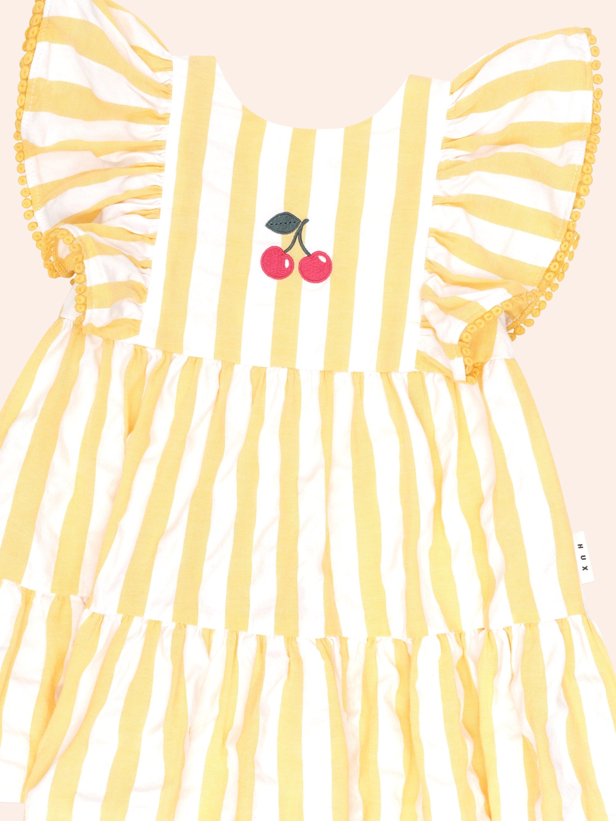 Sunshine Stripe Cherry Dress DRESS Huxbaby