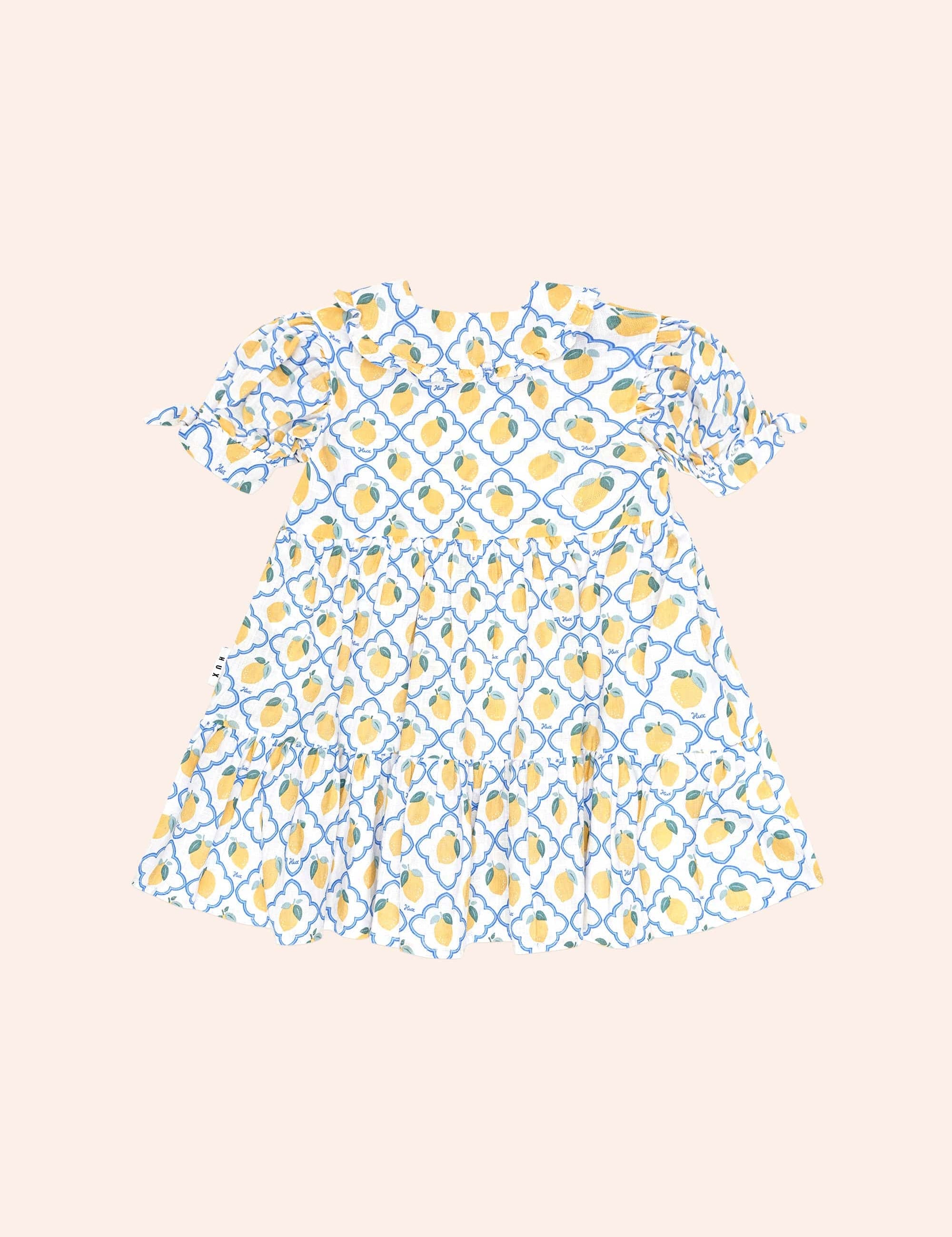 Lemon Tile Puff Sleeve Dress DRESS Huxbaby