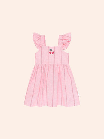 Raspberry Stripe Dress DRESS Huxbaby