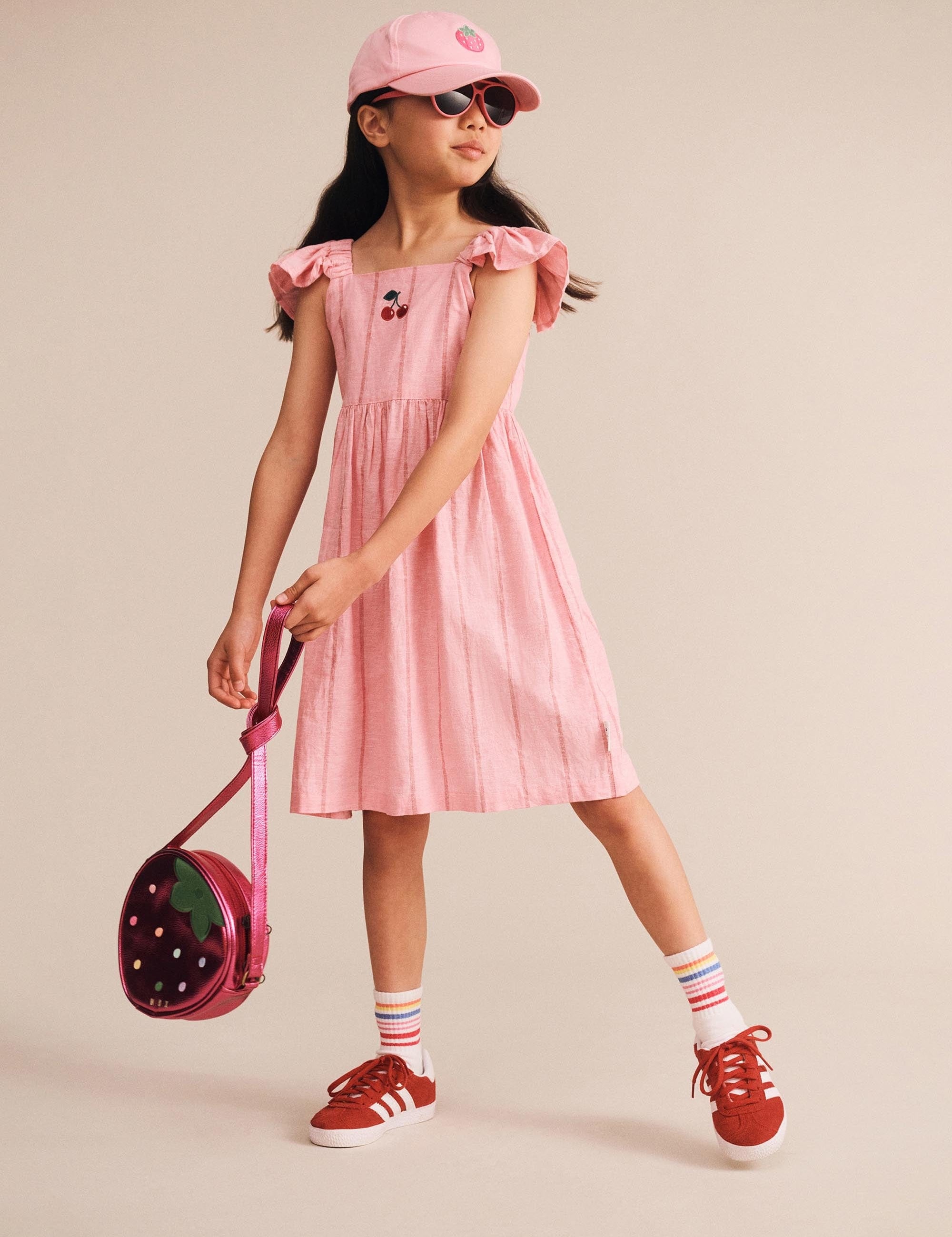 Raspberry Stripe Dress DRESS Huxbaby