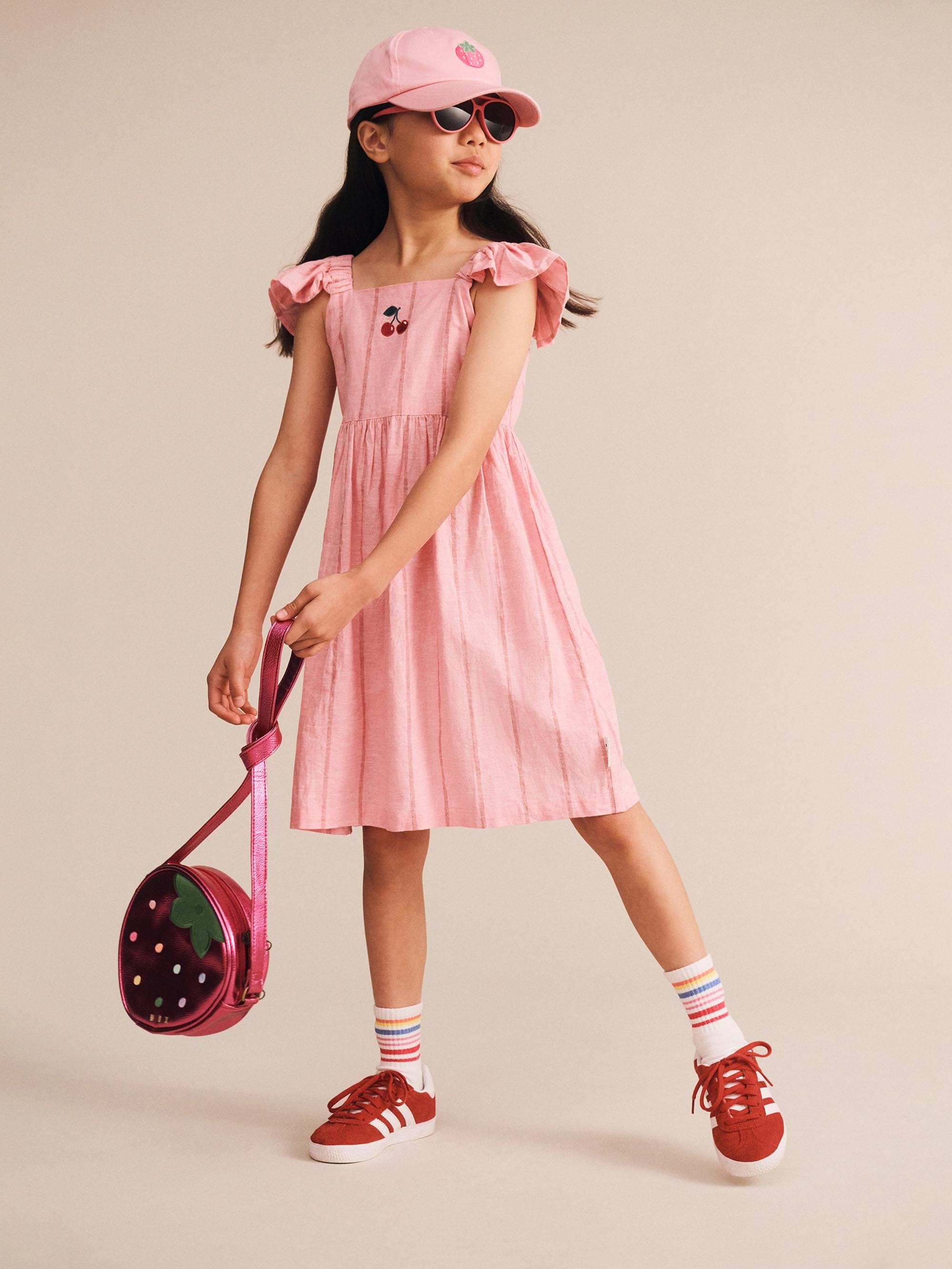 Raspberry Stripe Dress DRESS Huxbaby