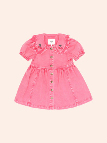 Cherry Garment Dyed Dress DRESS Huxbaby