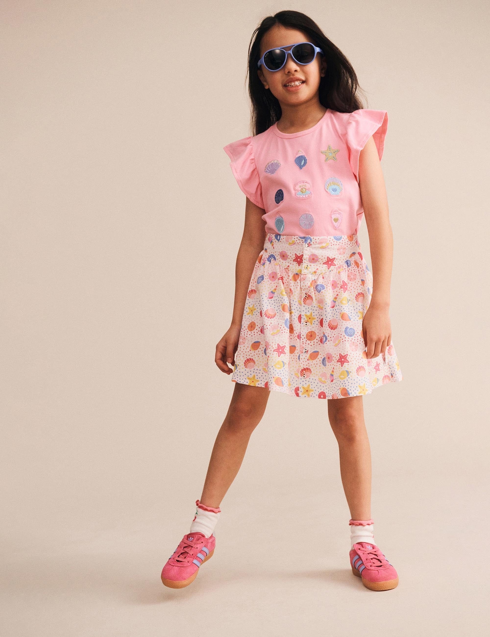 Shell Print Gathered Skirt SKIRT Huxbaby