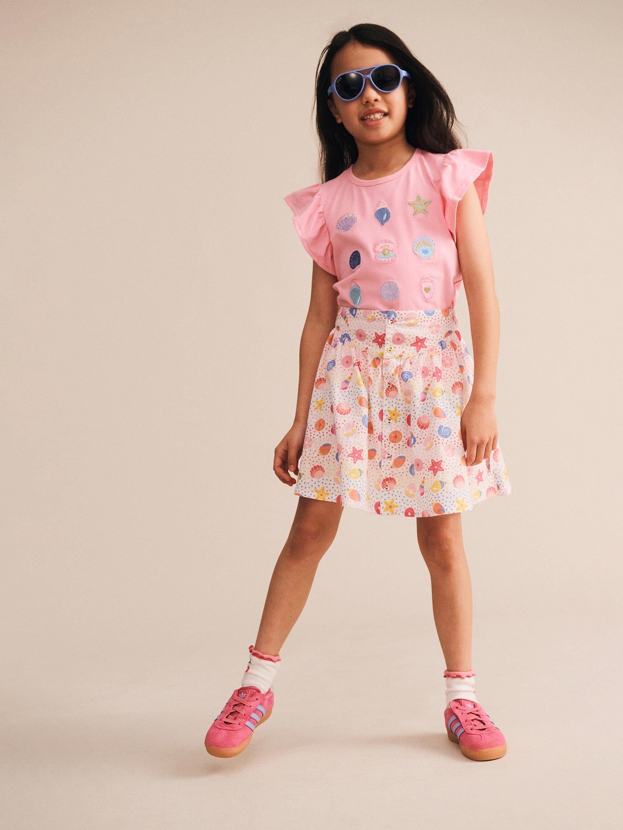 Shell Print Gathered Skirt SKIRT Huxbaby