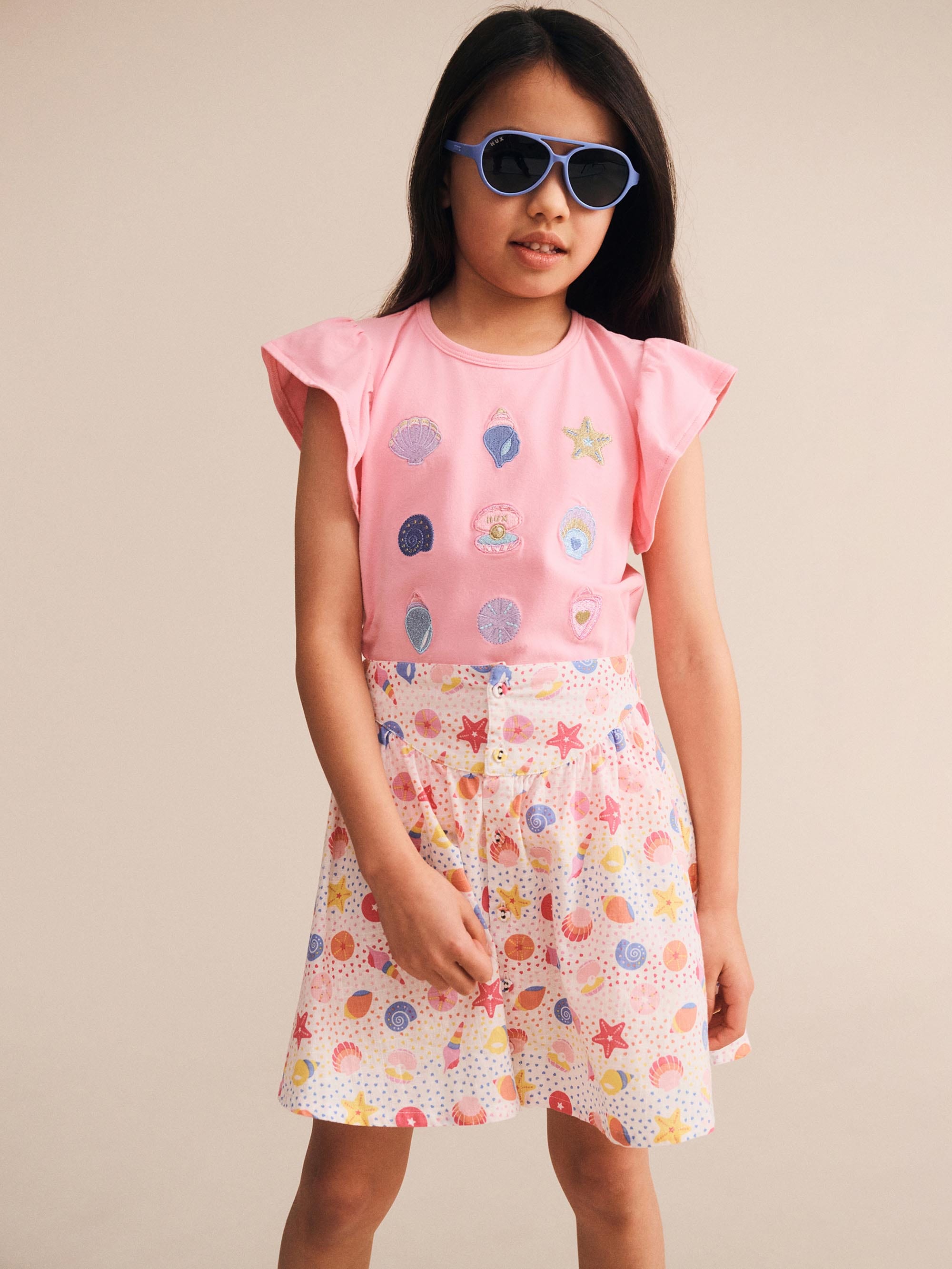 Shell Print Gathered Skirt SKIRT Huxbaby