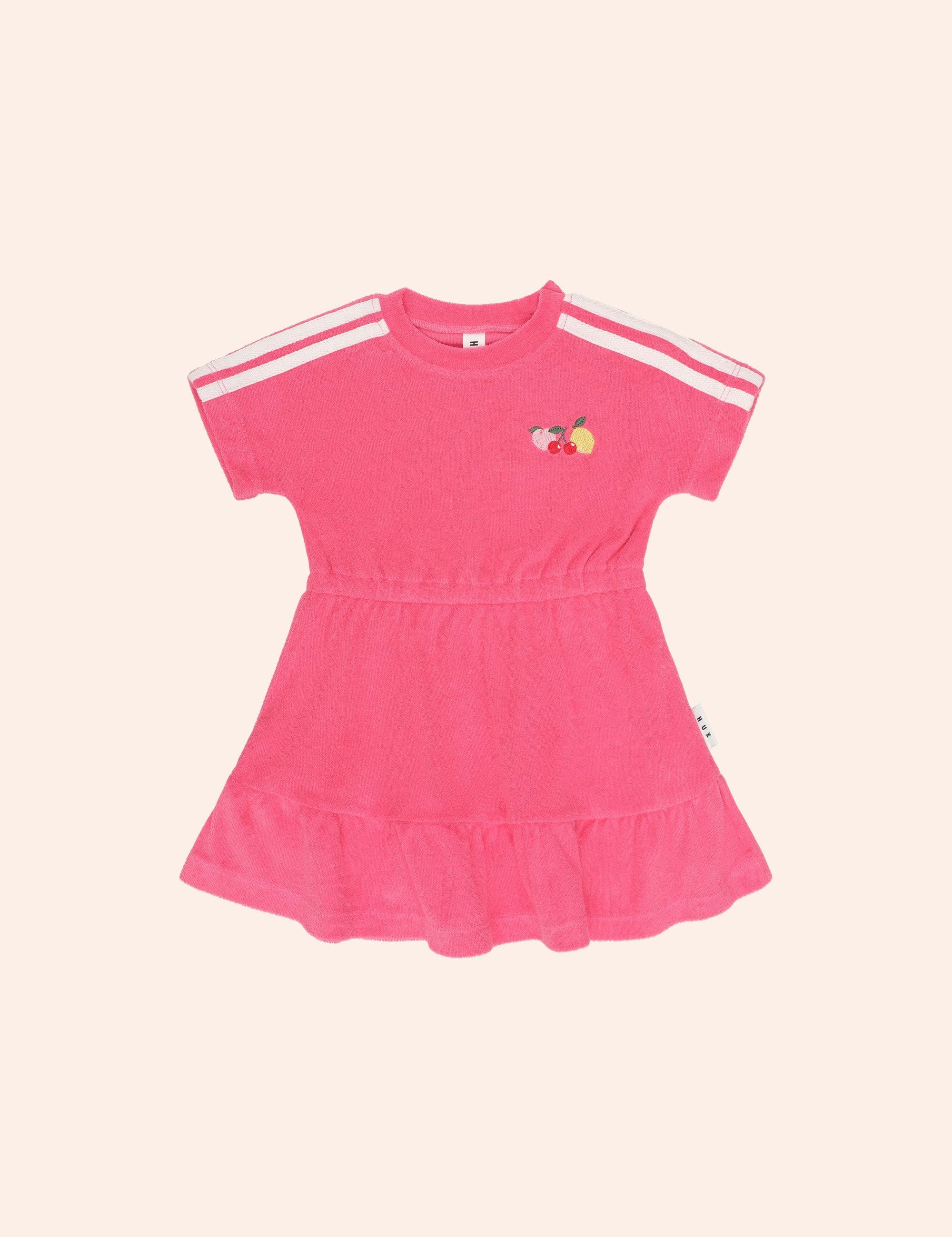 Raspberry Towelling Dress DRESS Huxbaby