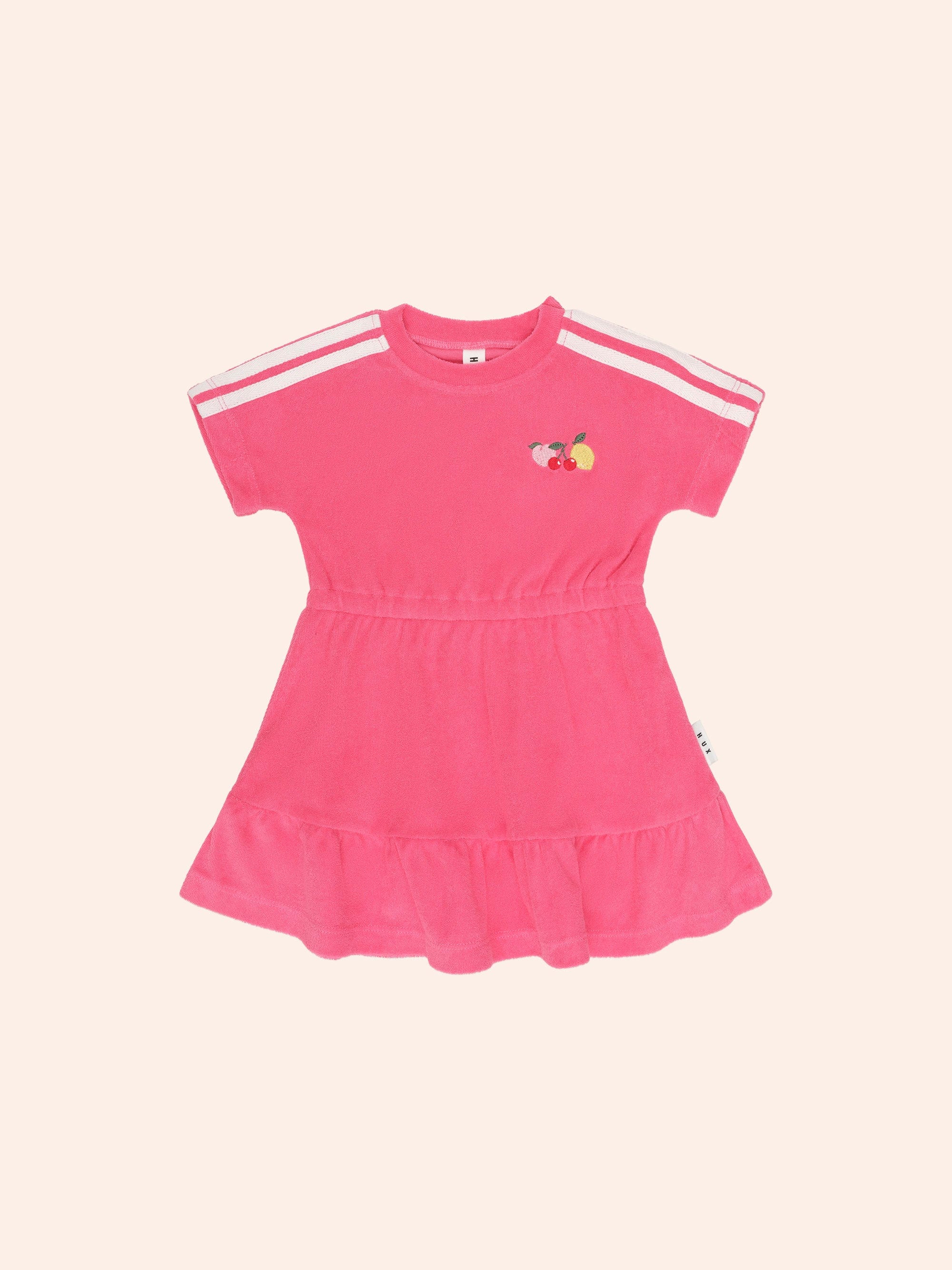 Raspberry Towelling Dress DRESS Huxbaby
