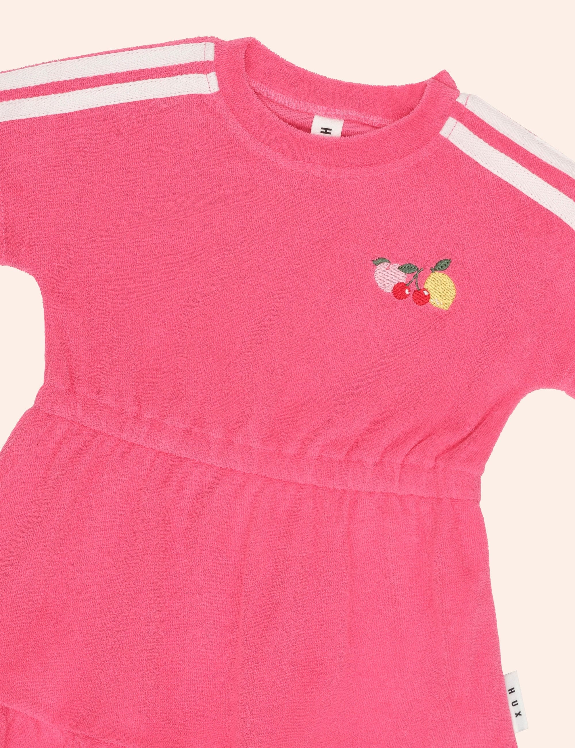 Raspberry Towelling Dress DRESS Huxbaby