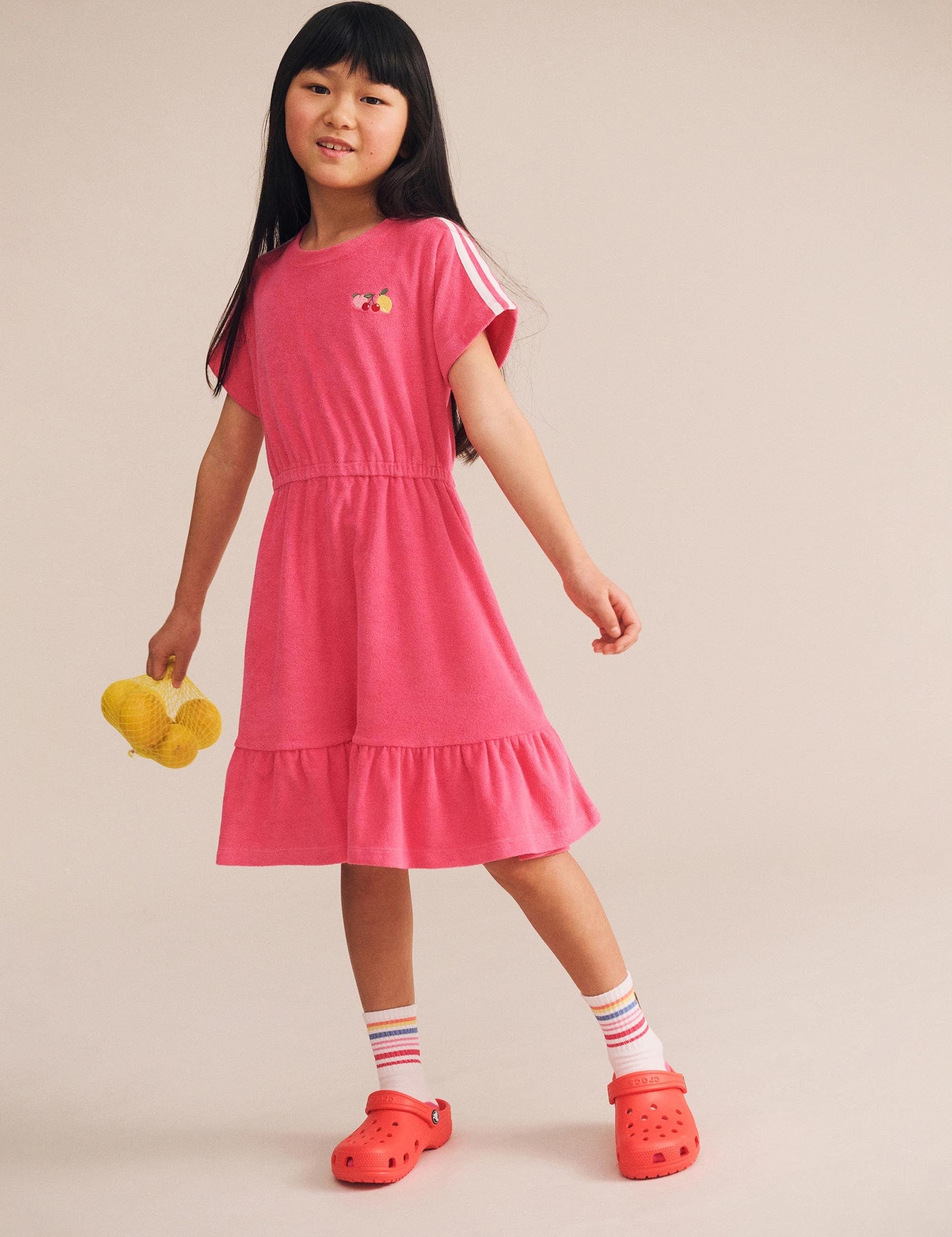 Raspberry Towelling Dress DRESS Huxbaby
