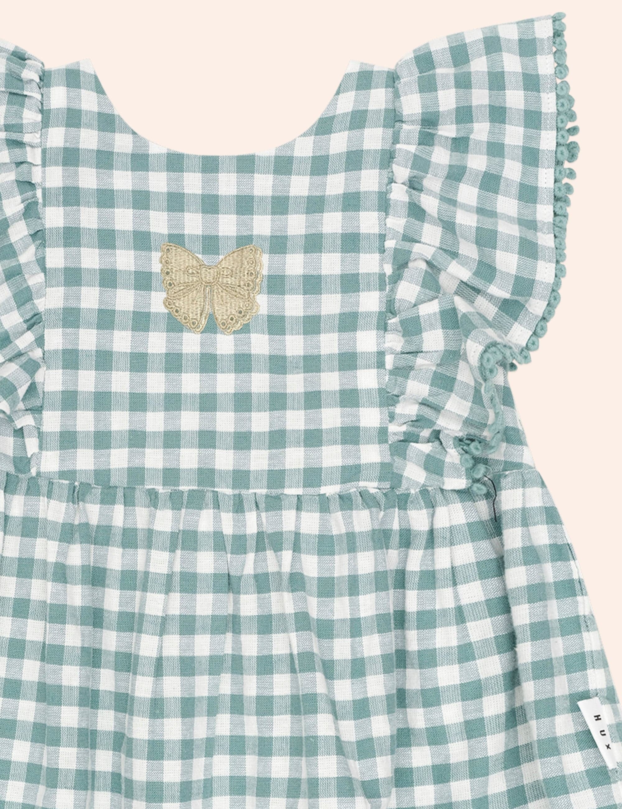 Eucalyptus Gingham Bow Dress DRESS Huxbaby