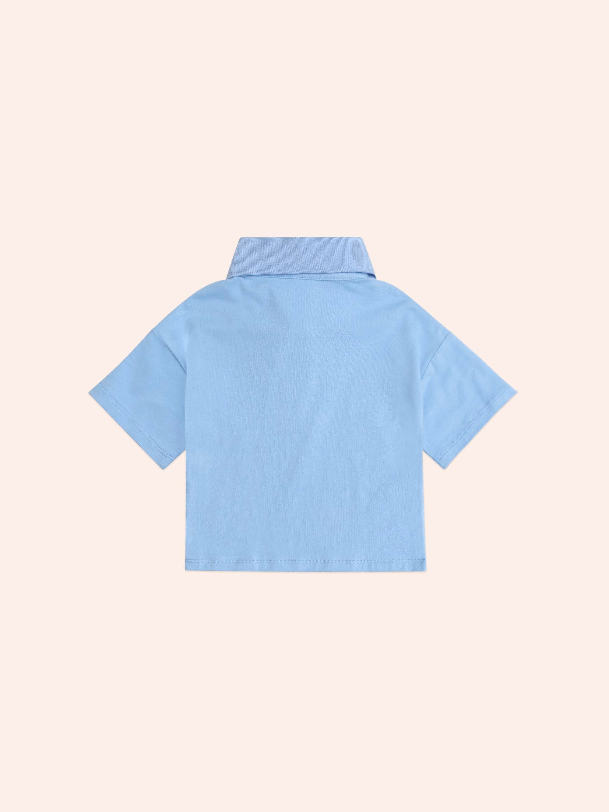 H is for Huxbear Boxy Polo Tee Blue T-SHIRT Huxbaby