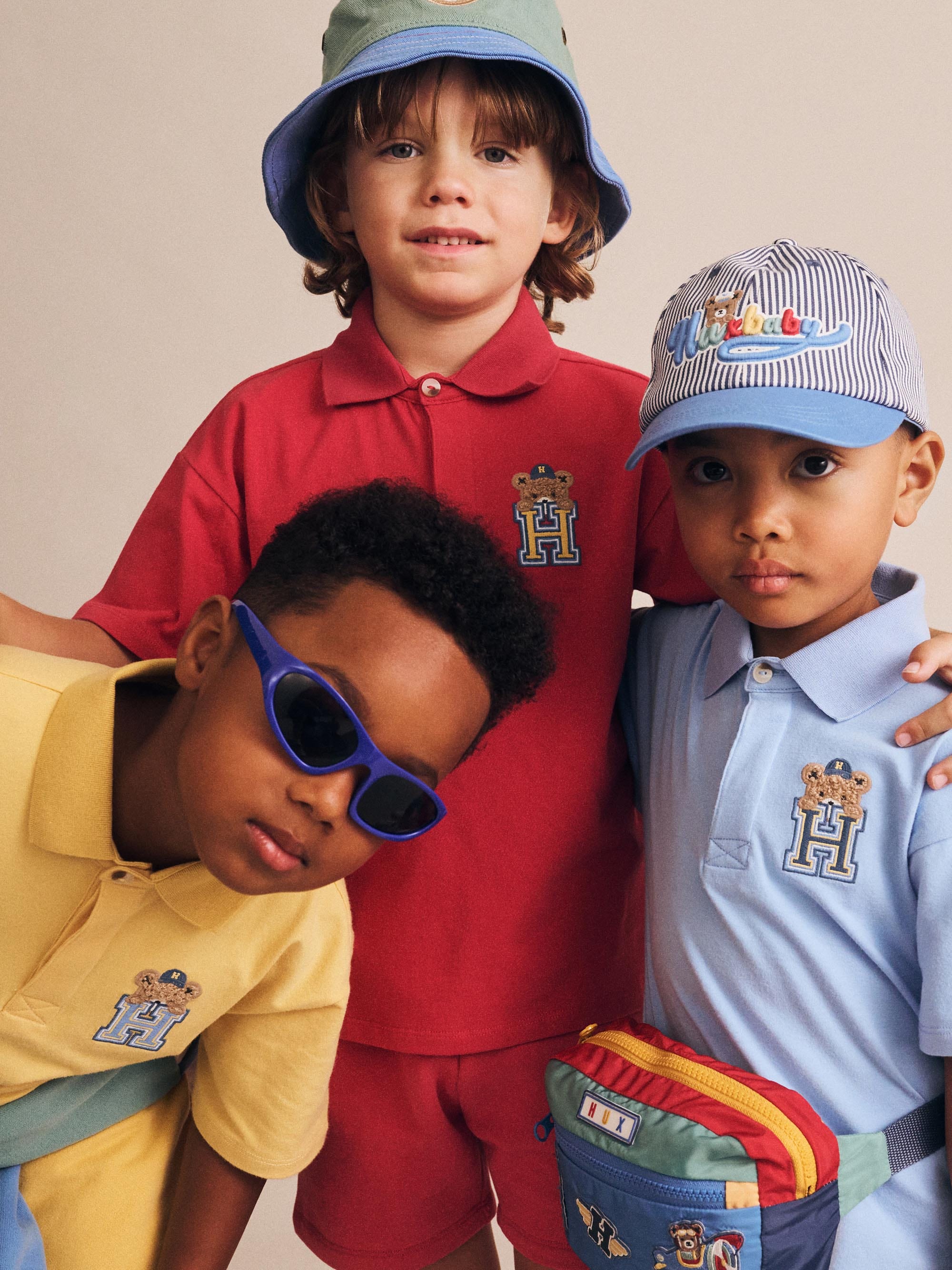 H is for Huxbear Boxy Polo Tee Blue T-SHIRT Huxbaby