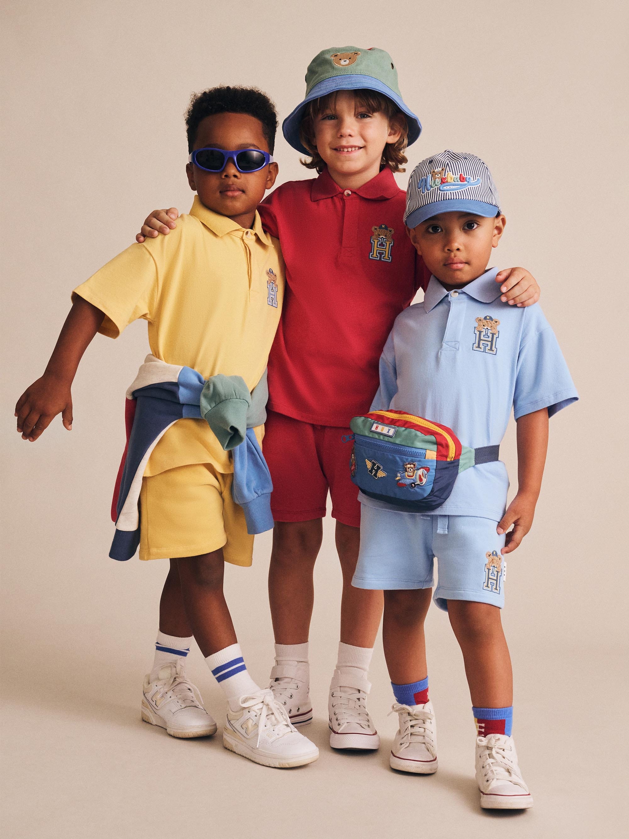 H is for Huxbear Boxy Polo Tee Blue T-SHIRT Huxbaby