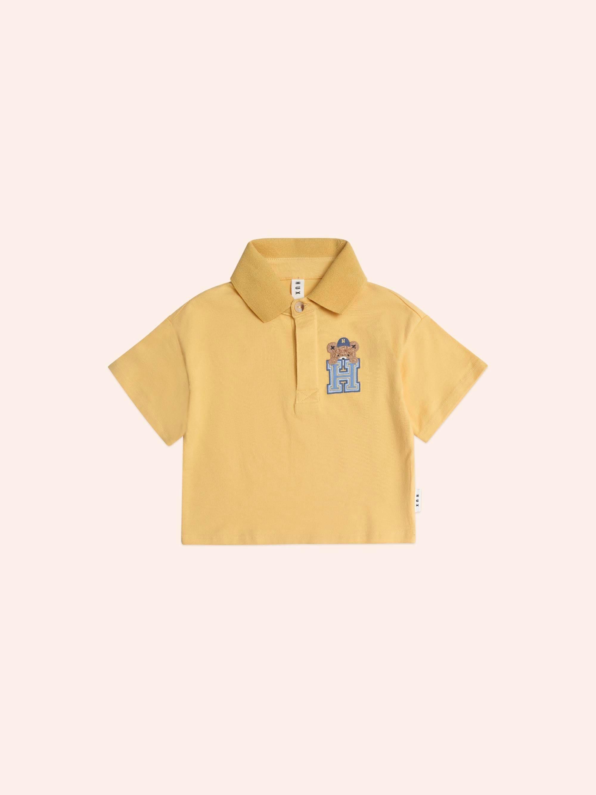 H is for Huxbear Boxy Polo Tee Yellow T-SHIRT Huxbaby