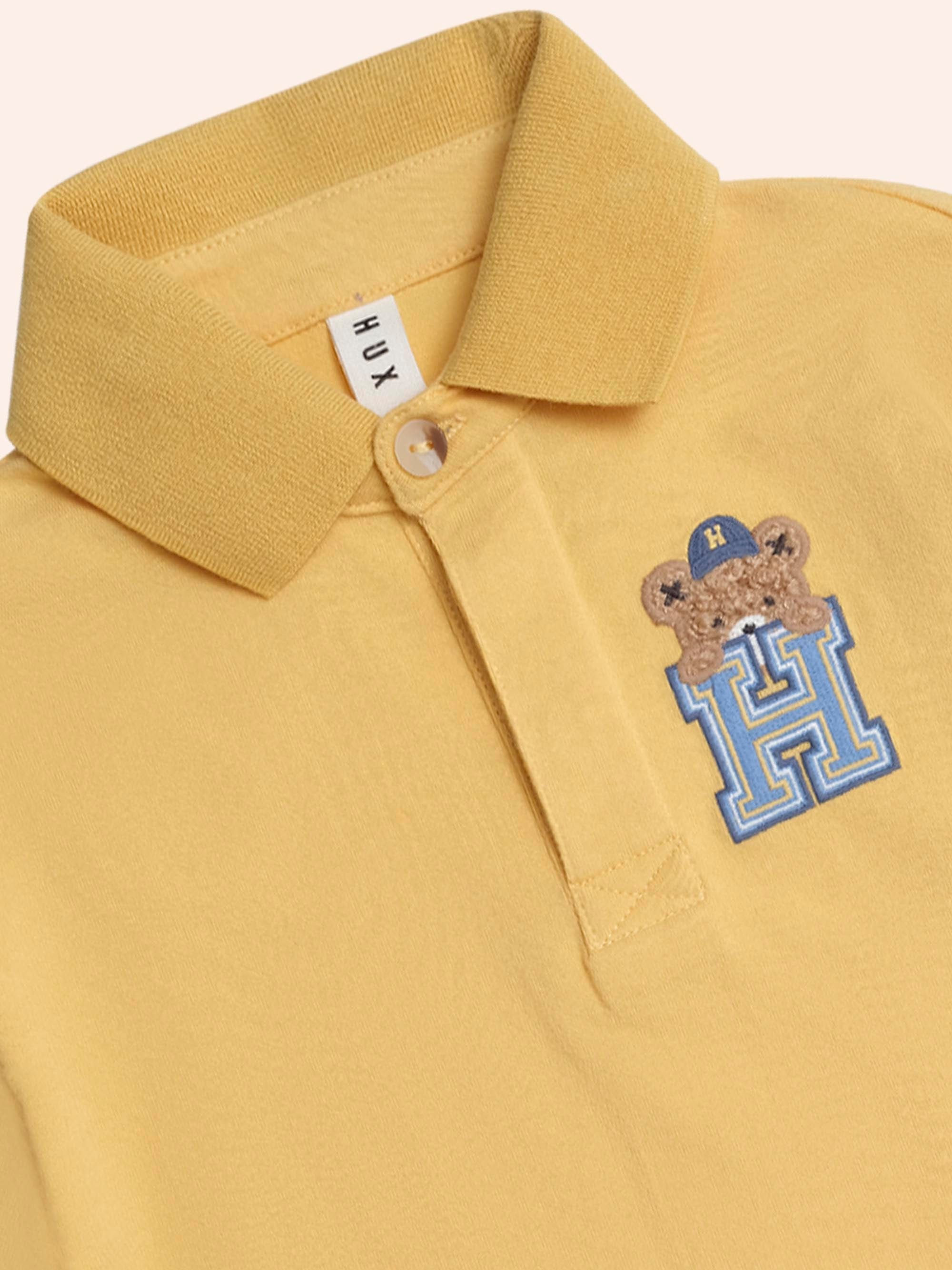 H is for Huxbear Boxy Polo Tee Yellow T-SHIRT Huxbaby