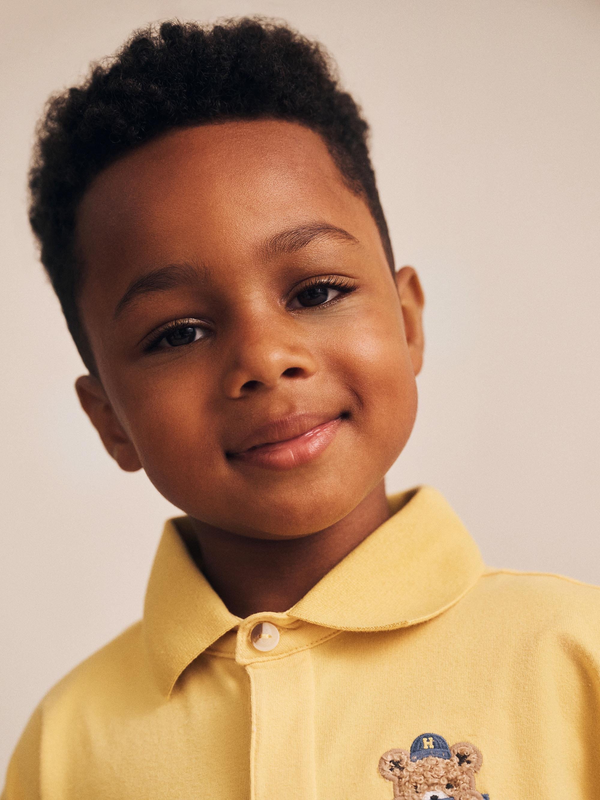 H is for Huxbear Boxy Polo Tee Yellow T-SHIRT Huxbaby