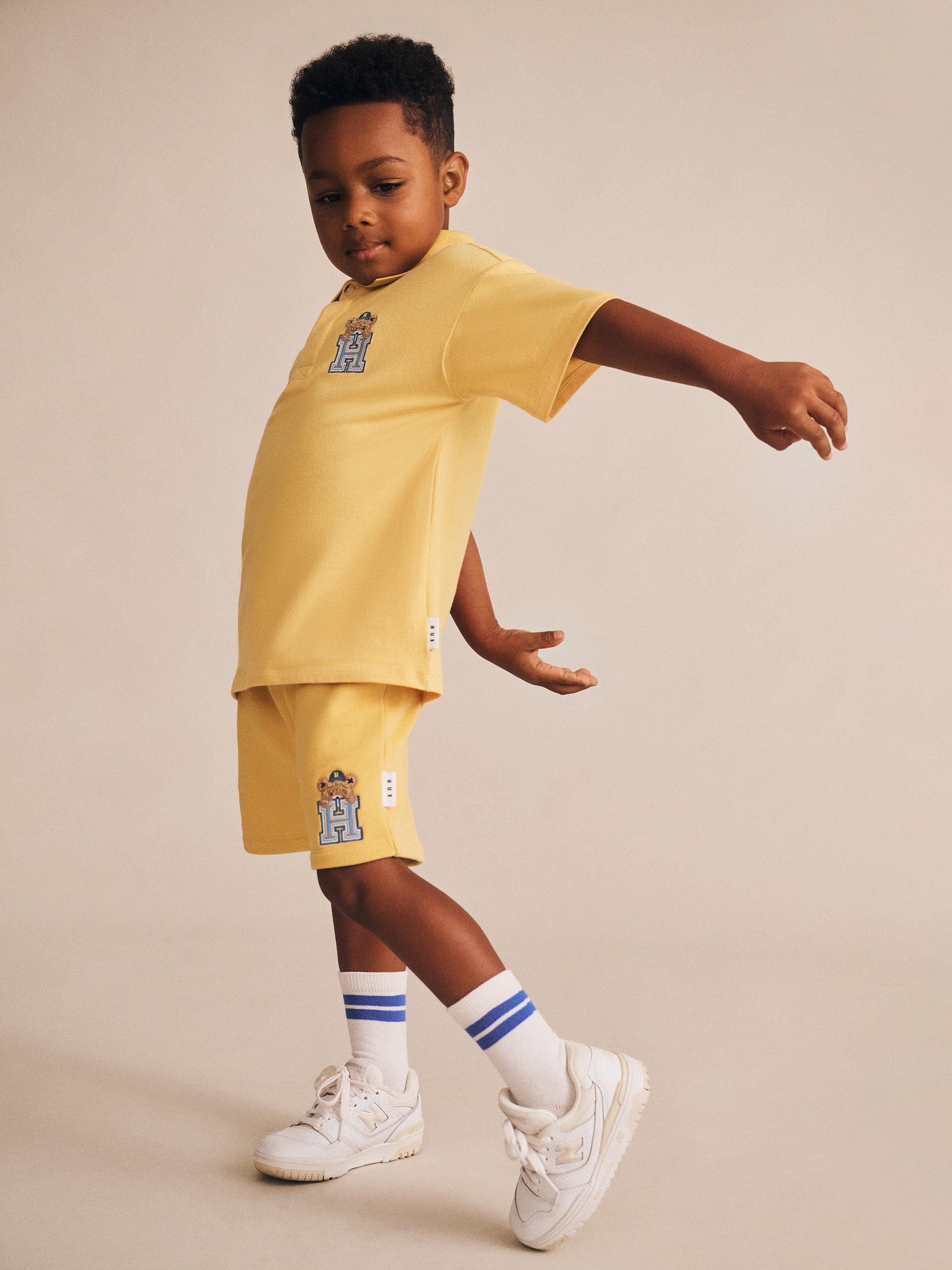 H is for Huxbear Boxy Polo Tee Yellow T-SHIRT Huxbaby