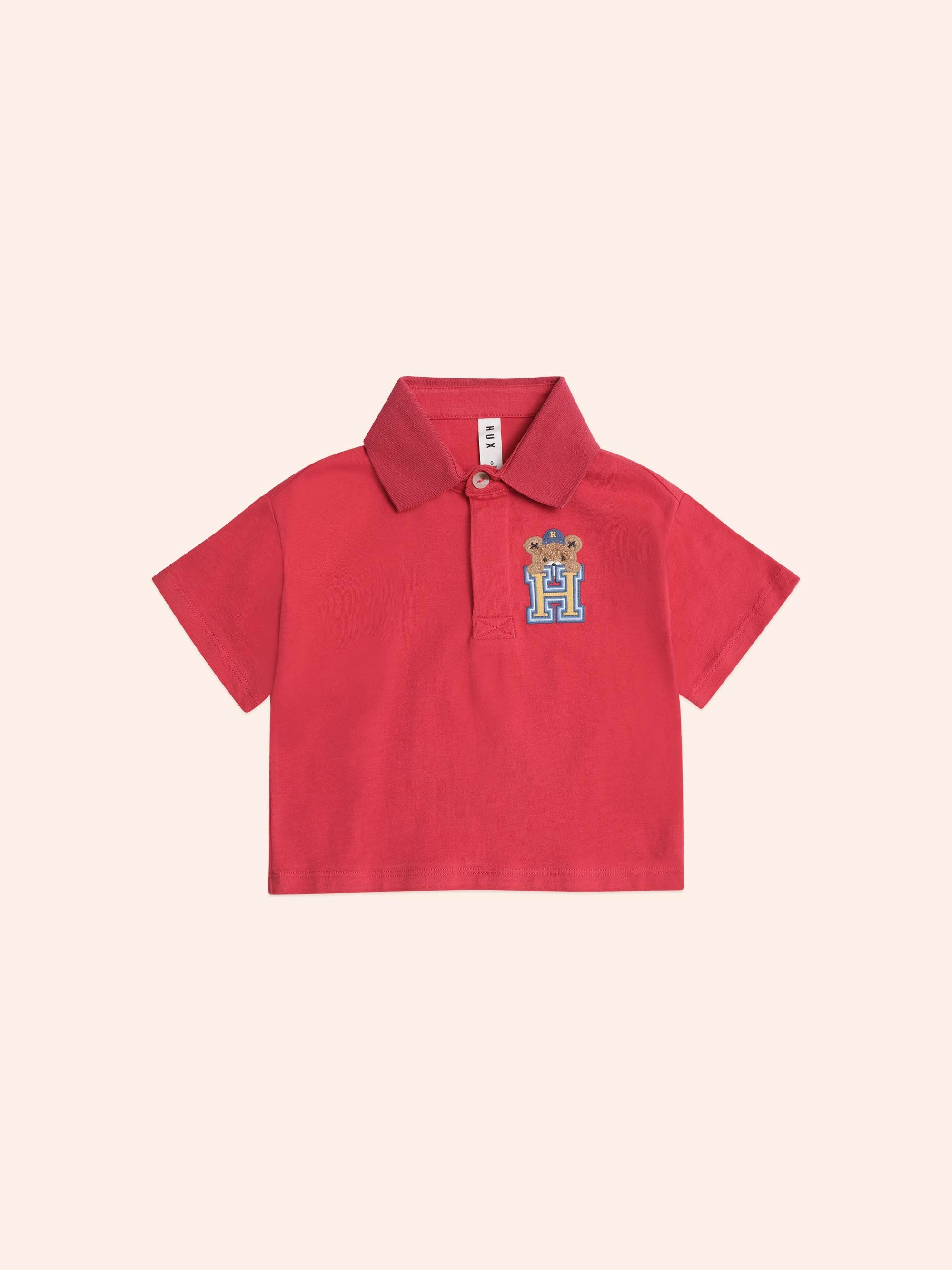 H is for Huxbear Boxy Polo Tee Red T-SHIRT Huxbaby