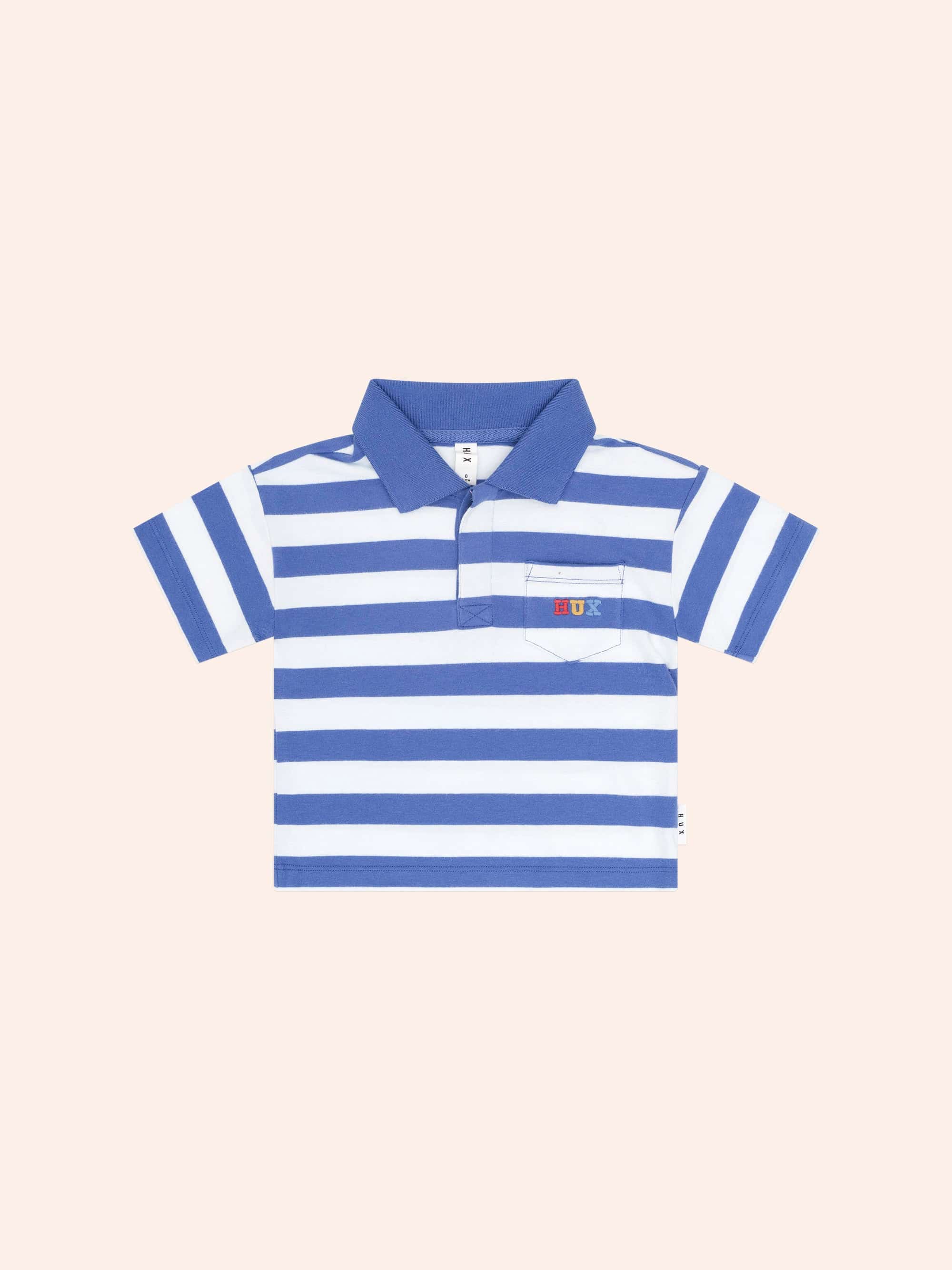 Paradiso Blue Stripe Polo T-SHIRT Huxbaby