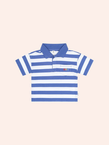 Paradiso Blue Stripe Polo T-SHIRT Huxbaby