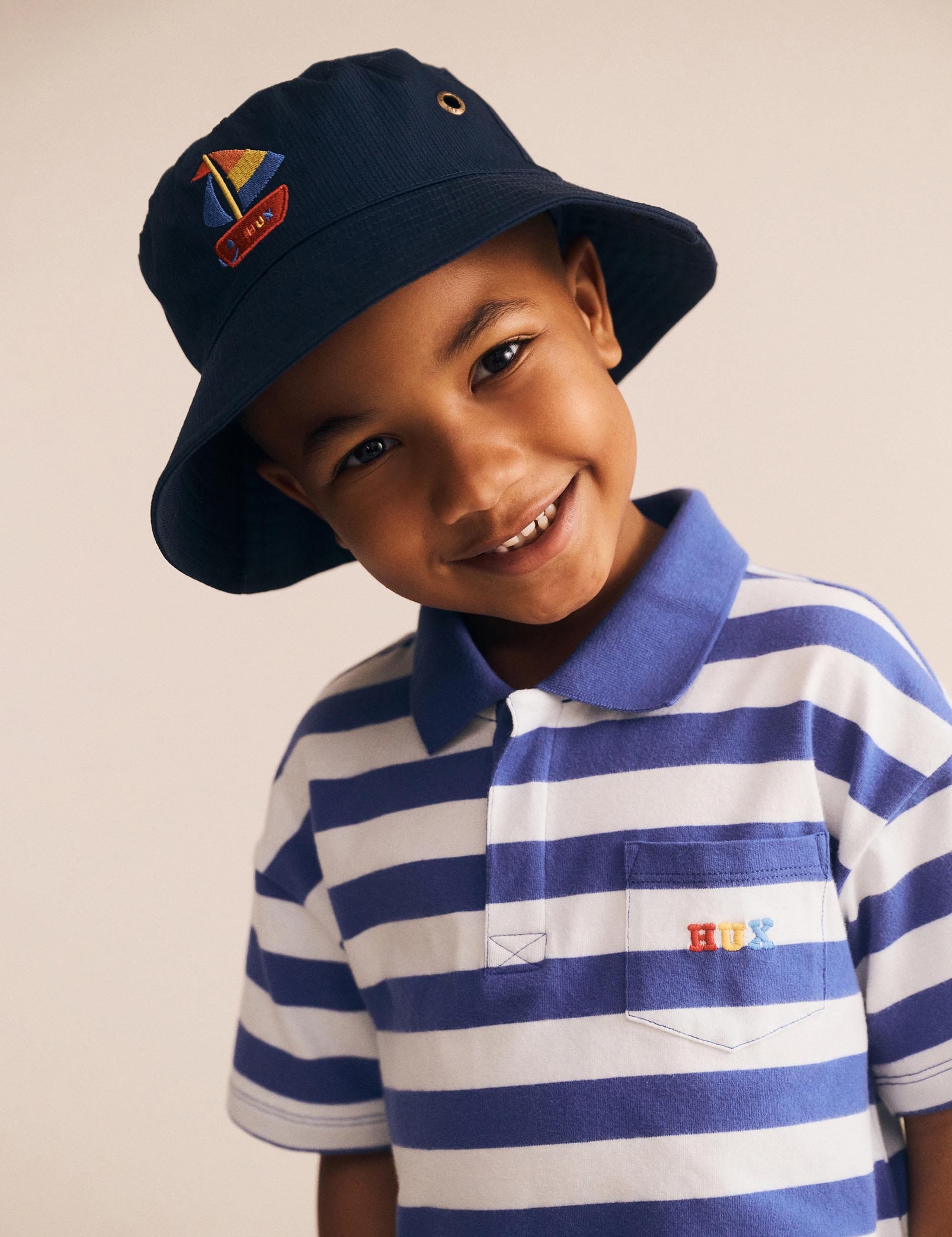 Paradiso Blue Stripe Polo T-SHIRT Huxbaby