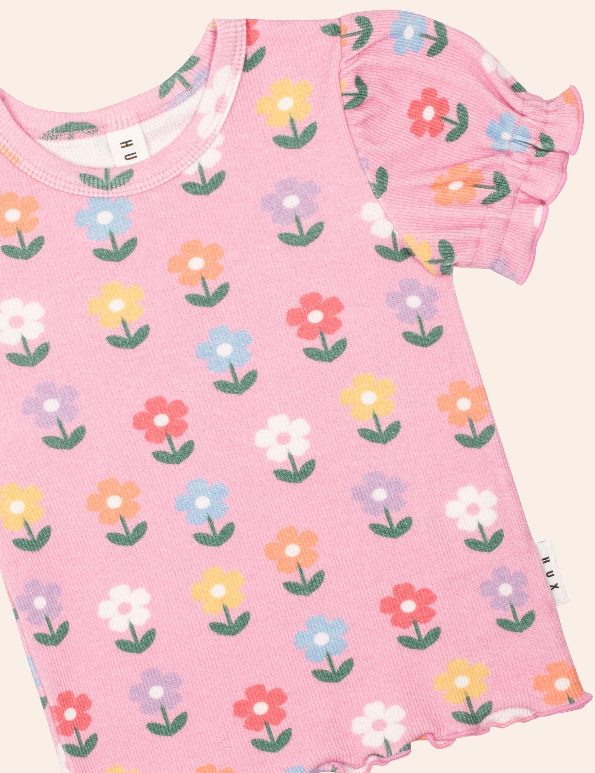 Multi Colour Daisy Rib Tee T-SHIRT Huxbaby