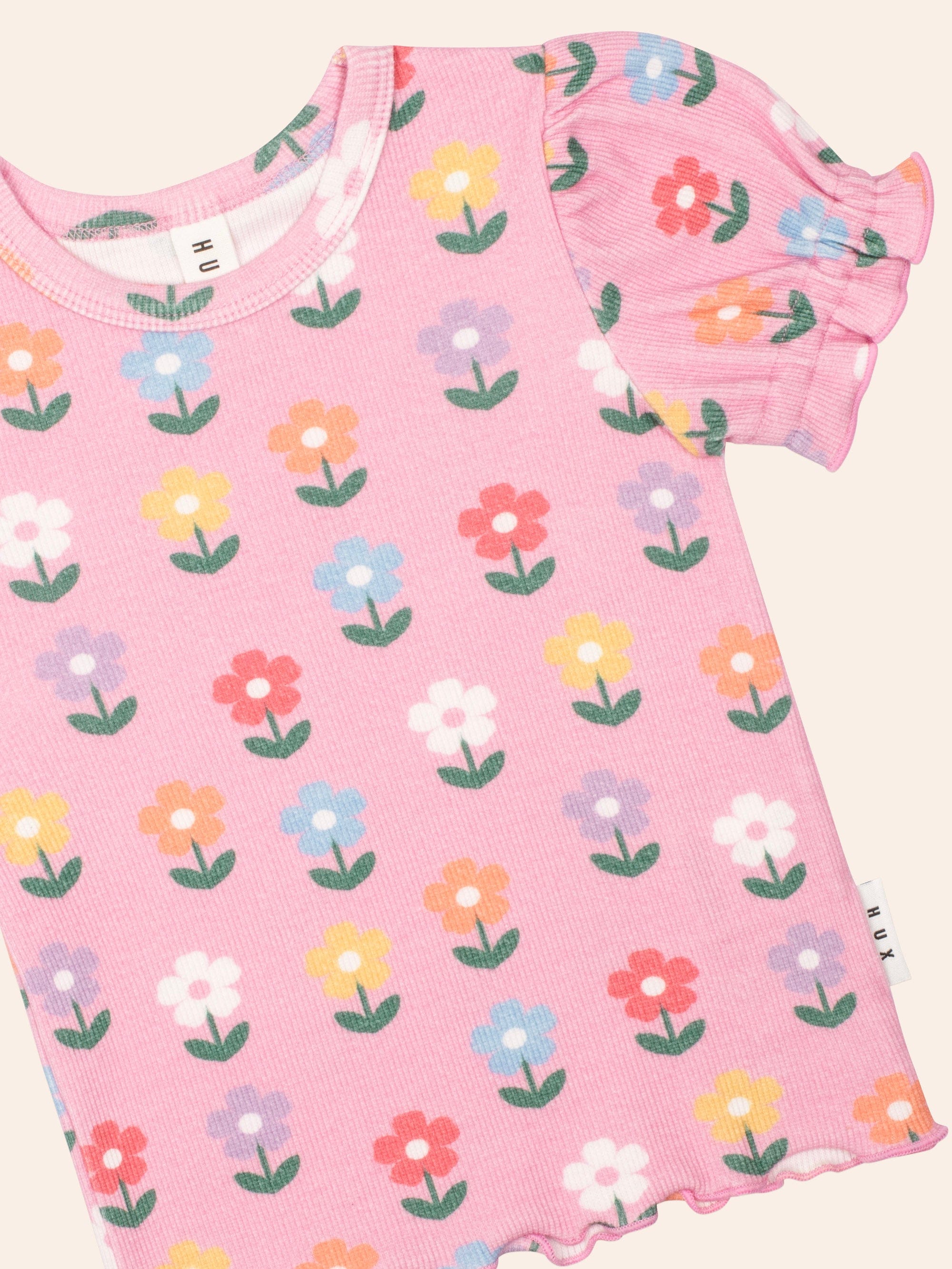 Multi Colour Daisy Rib Tee T-SHIRT Huxbaby