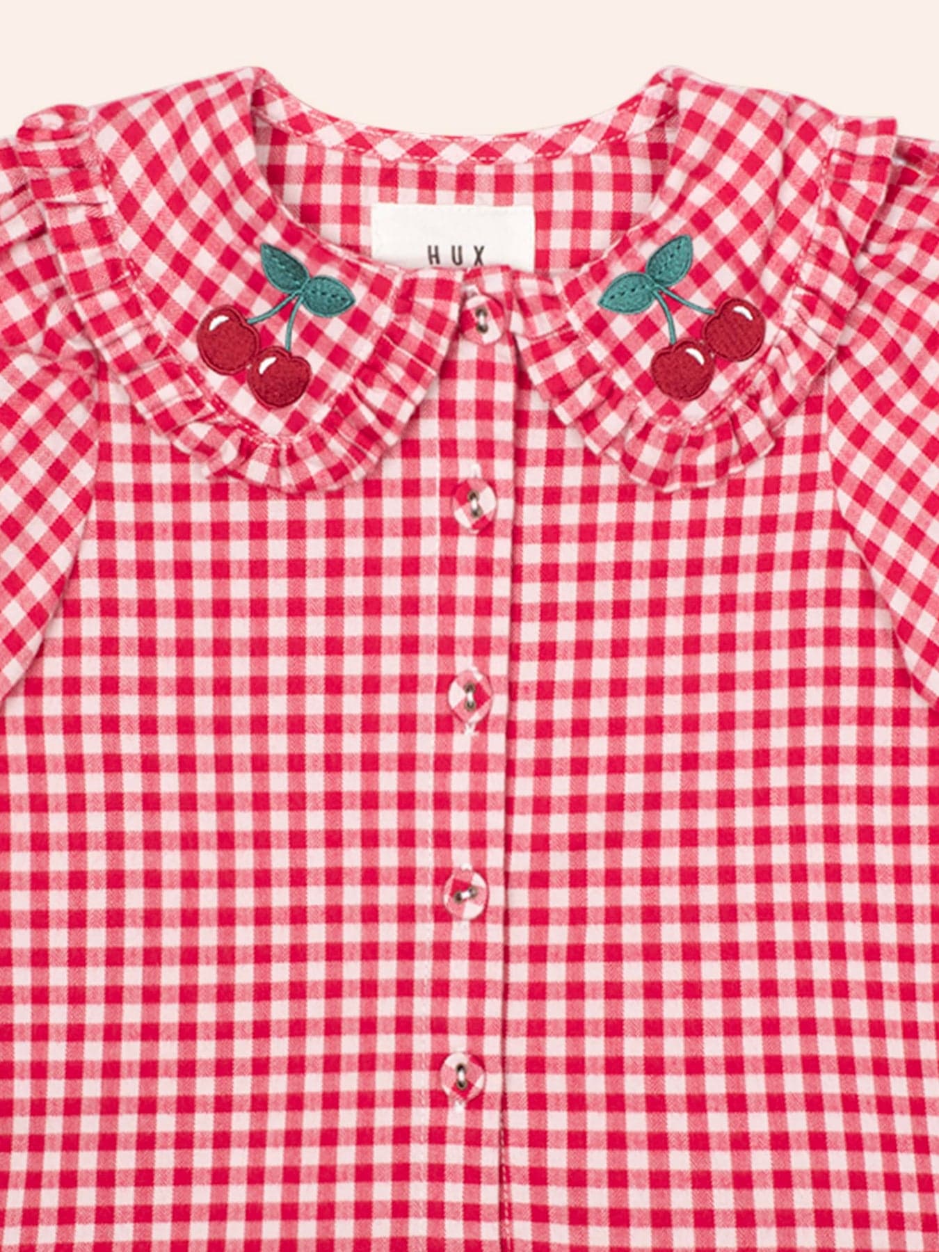 Cherry Check Blouse TOP LS Huxbaby Shopify