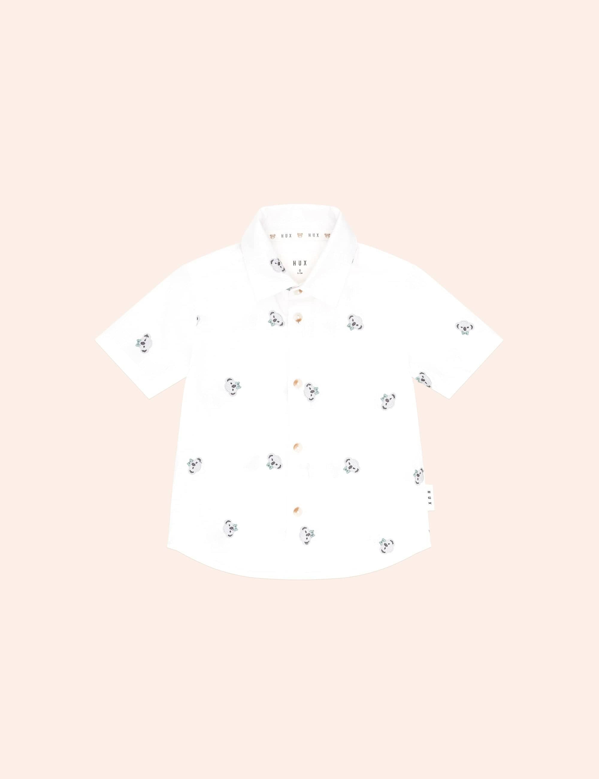 Kel Button Up Crisp White T-SHIRT Huxbaby