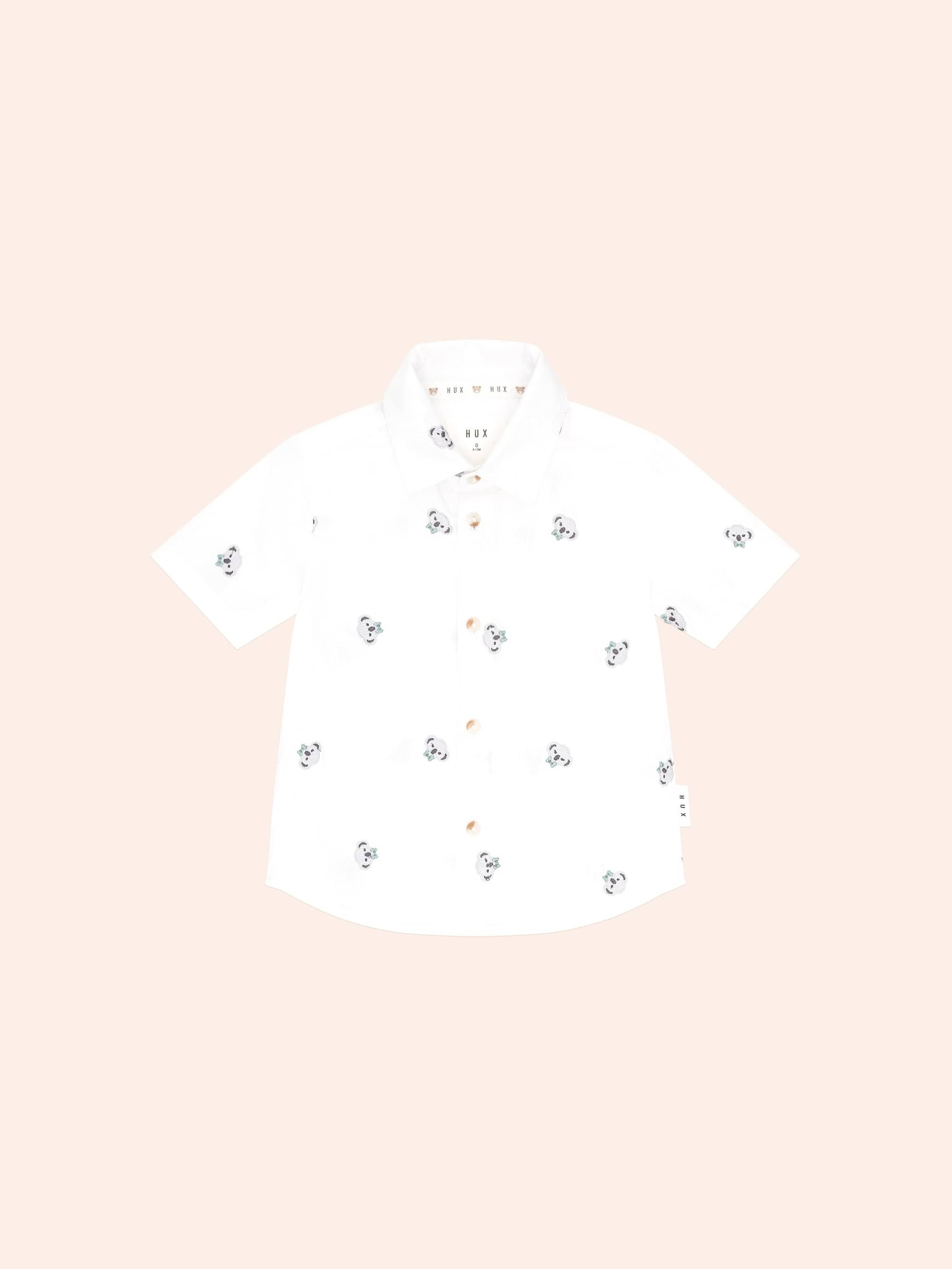 Kel Button Up Crisp White T-SHIRT Huxbaby