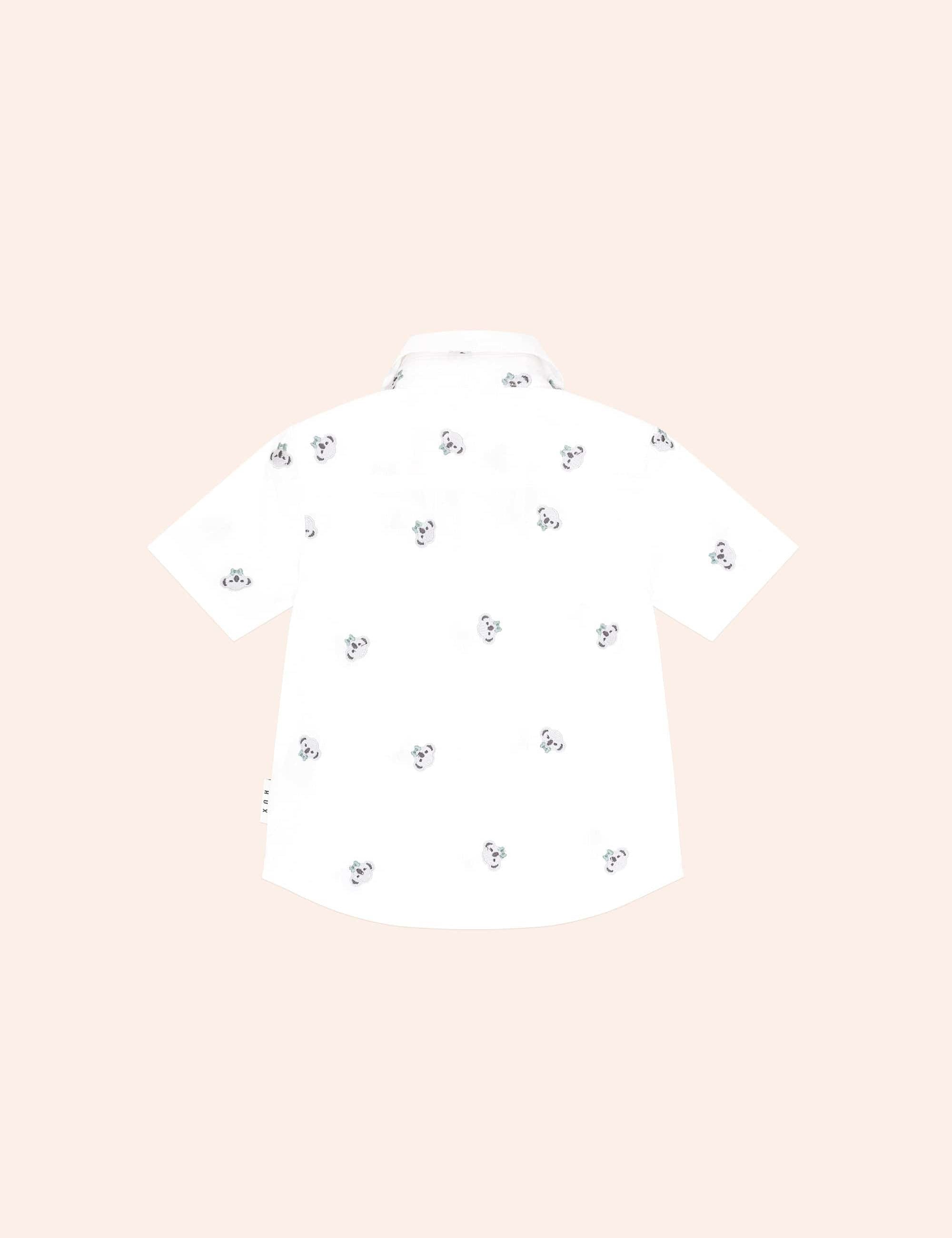 Kel Button Up Crisp White T-SHIRT Huxbaby