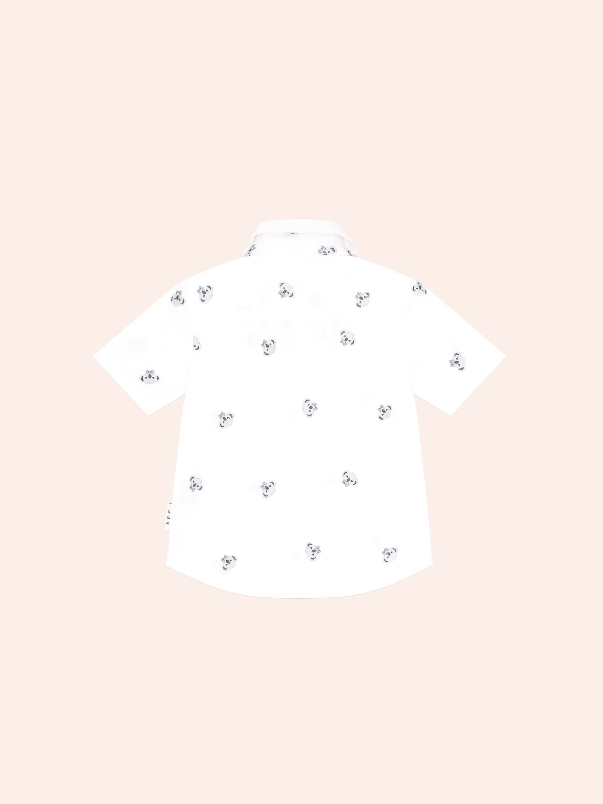 Kel Button Up Crisp White T-SHIRT Huxbaby