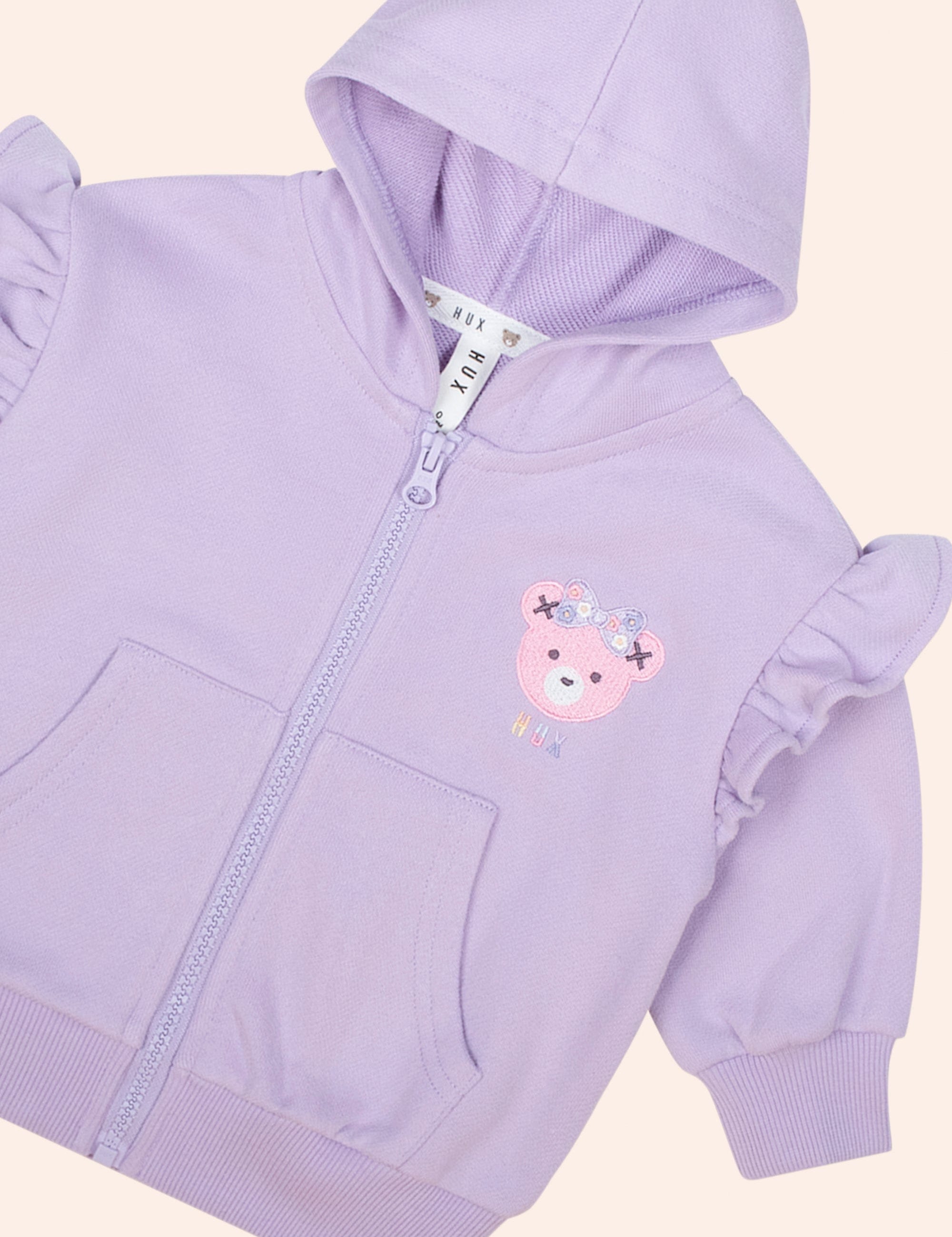 Purple Rainbow Bear Frill Zip Hoodie JACKET Huxbaby