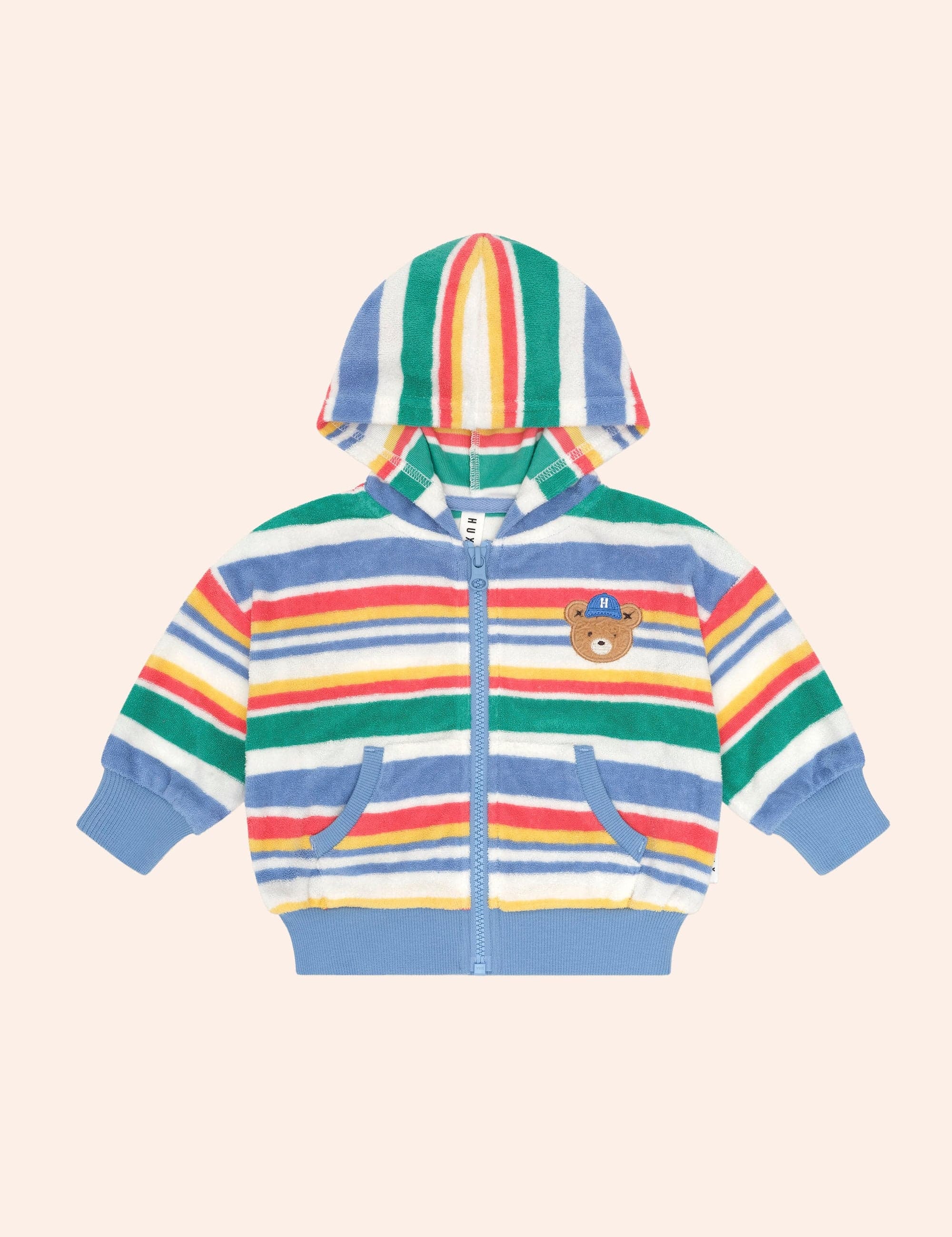 Paradiso Stripe Towelling Zip Up Hoodie SWEATSHIRT Huxbaby