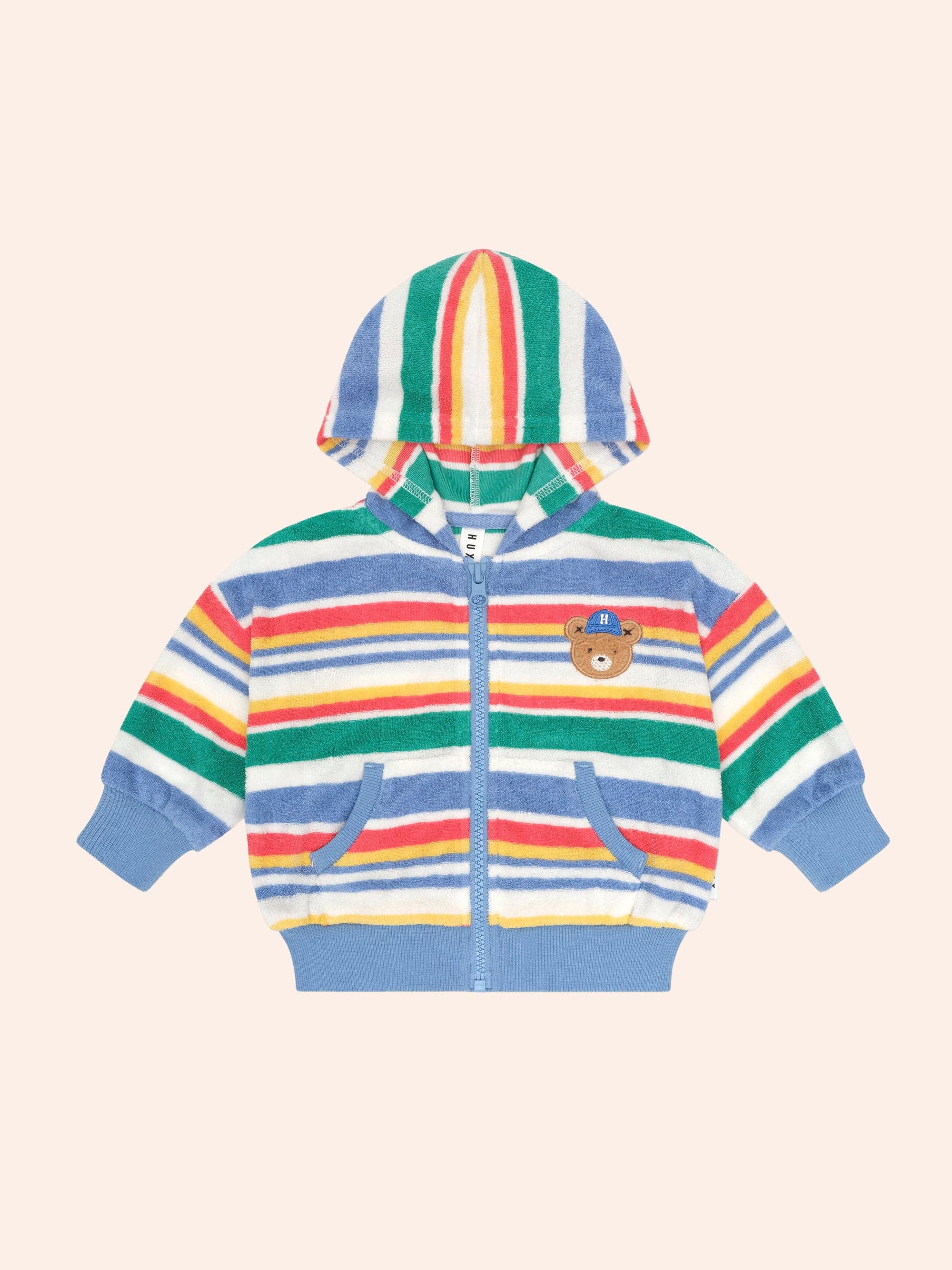 Paradiso Stripe Towelling Zip Up Hoodie SWEATSHIRT Huxbaby