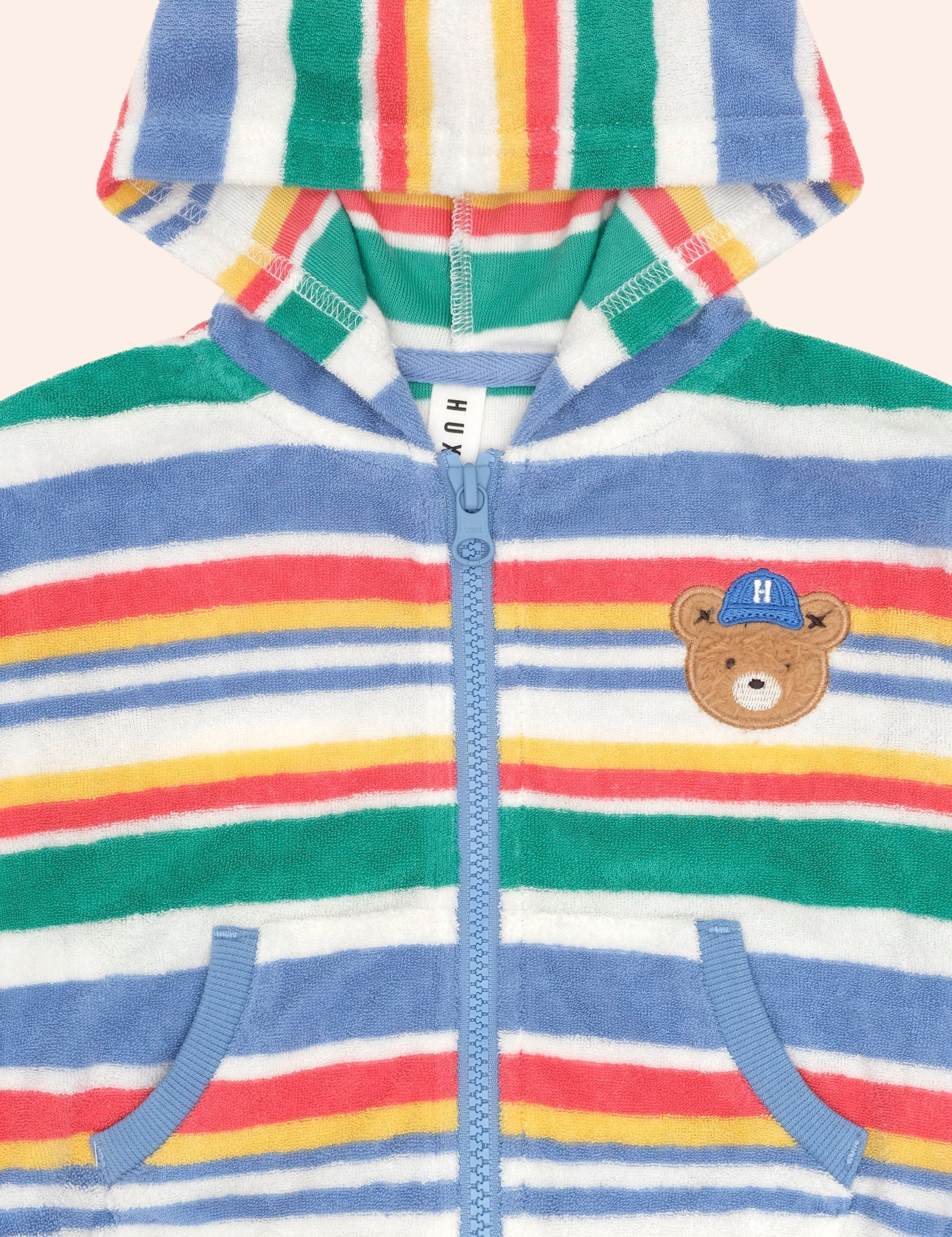 Paradiso Stripe Towelling Zip Up Hoodie SWEATSHIRT Huxbaby