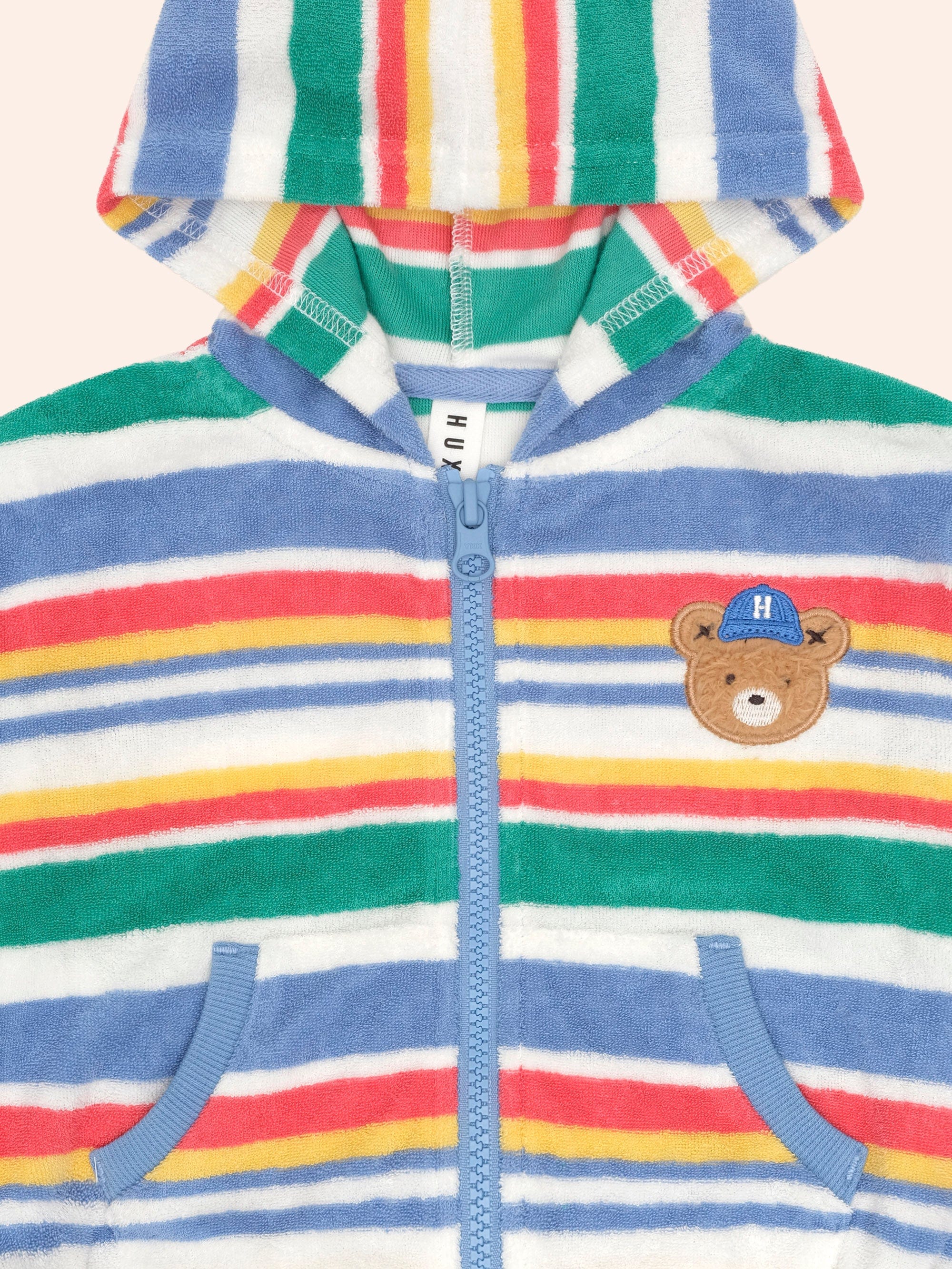 Paradiso Stripe Towelling Zip Up Hoodie SWEATSHIRT Huxbaby