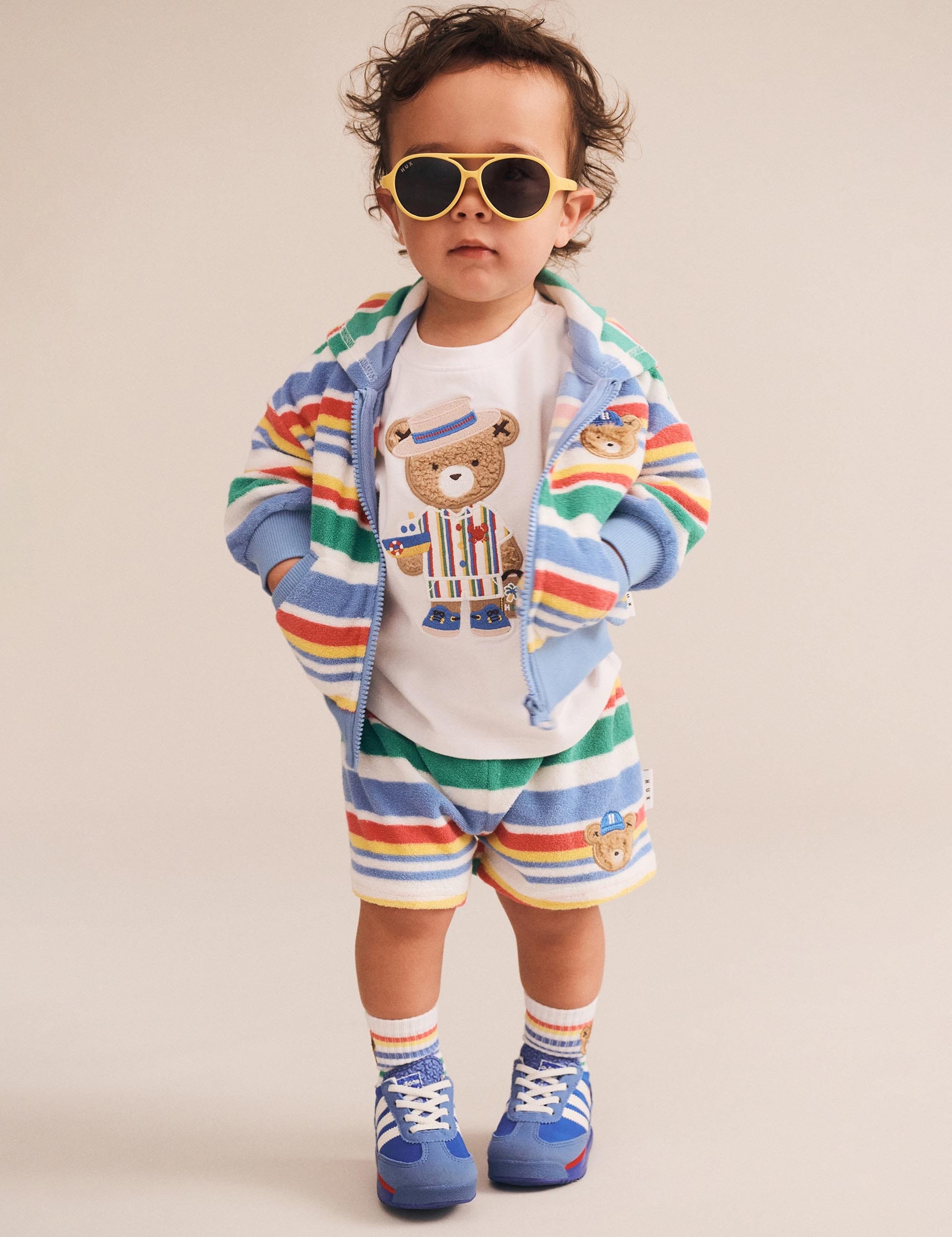 Paradiso Stripe Towelling Zip Up Hoodie SWEATSHIRT Huxbaby