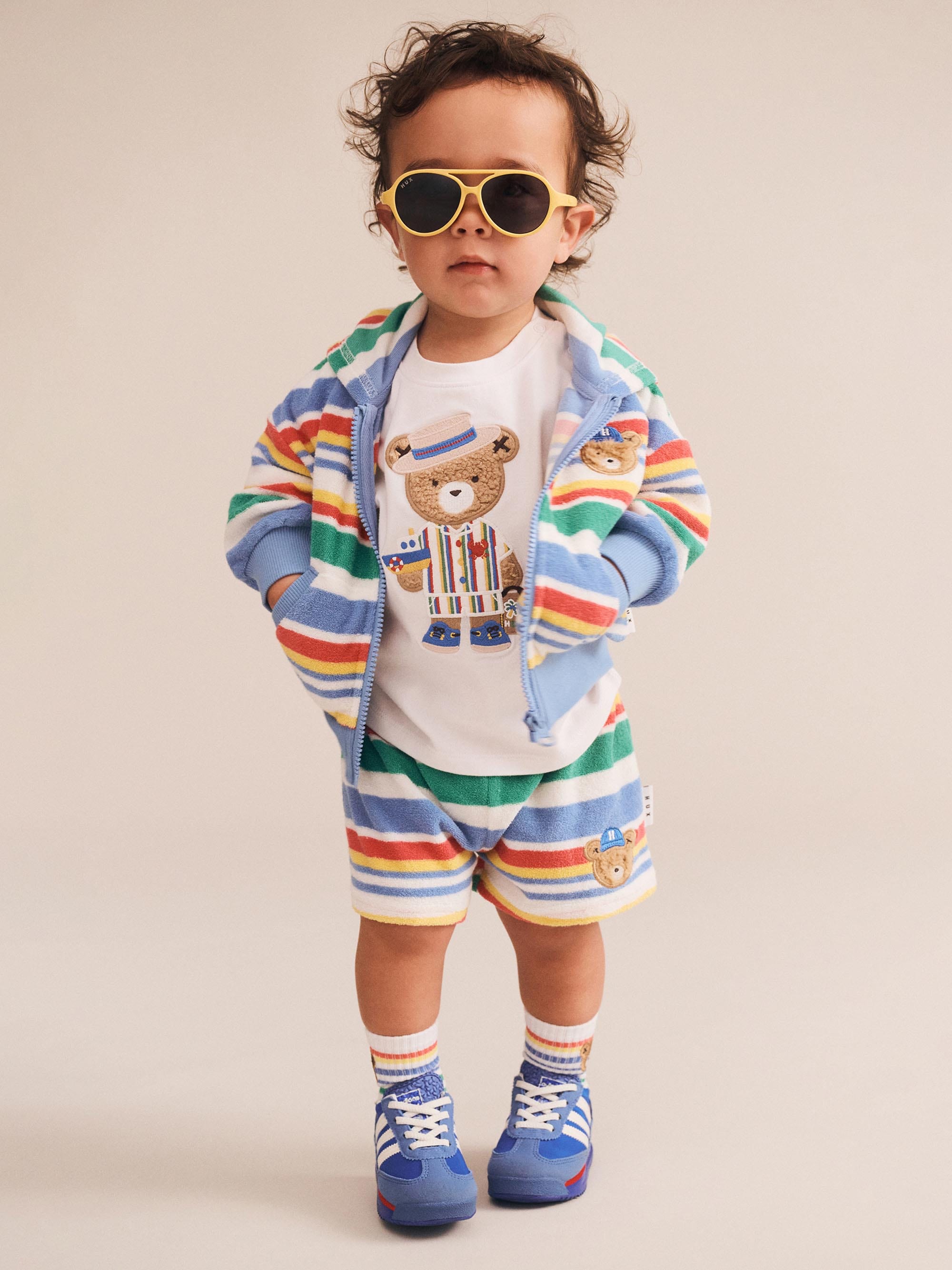 Paradiso Stripe Towelling Zip Up Hoodie SWEATSHIRT Huxbaby