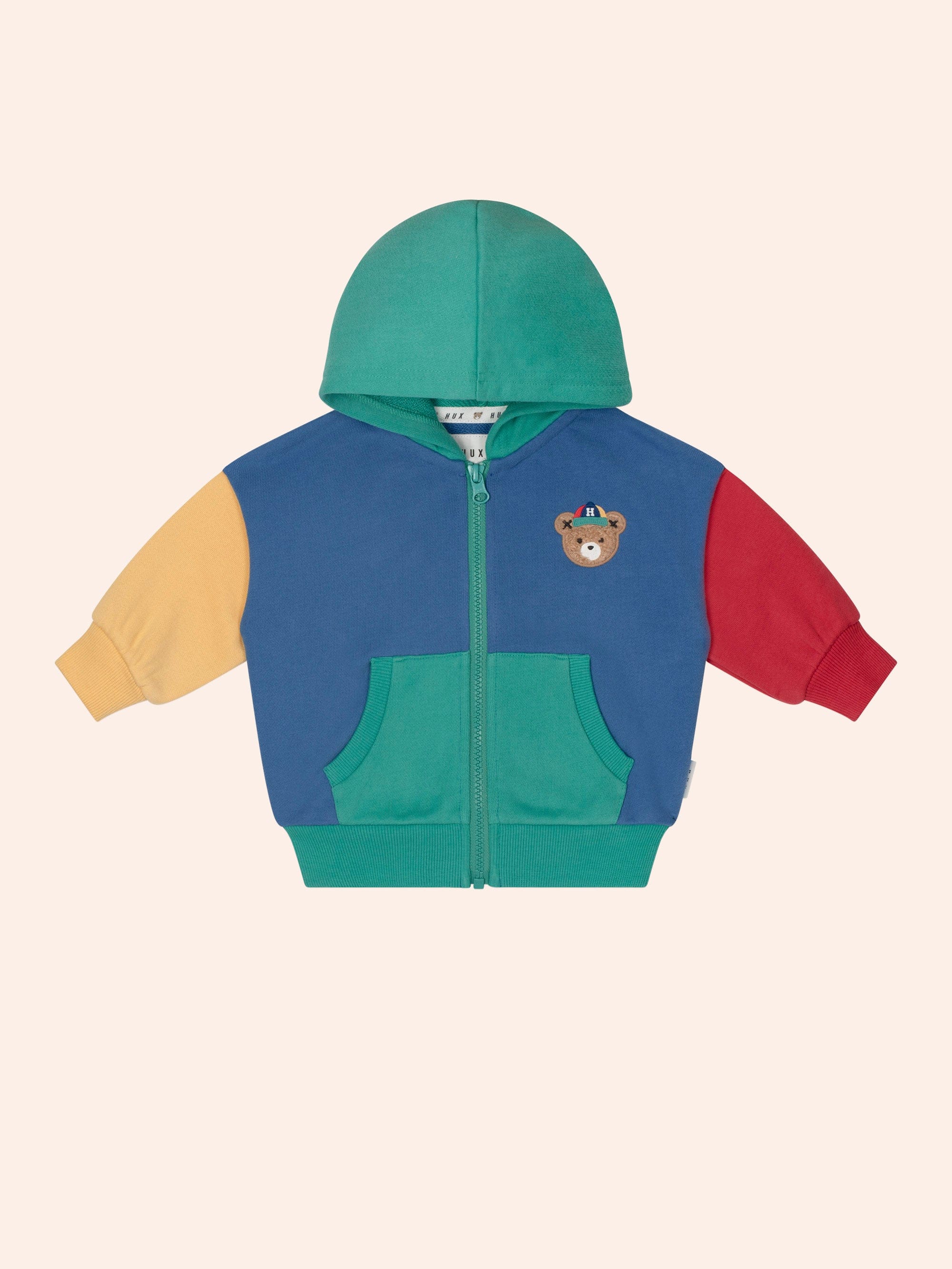 Colour Block Pocket Zip Through SWEATSHIRT Huxbaby