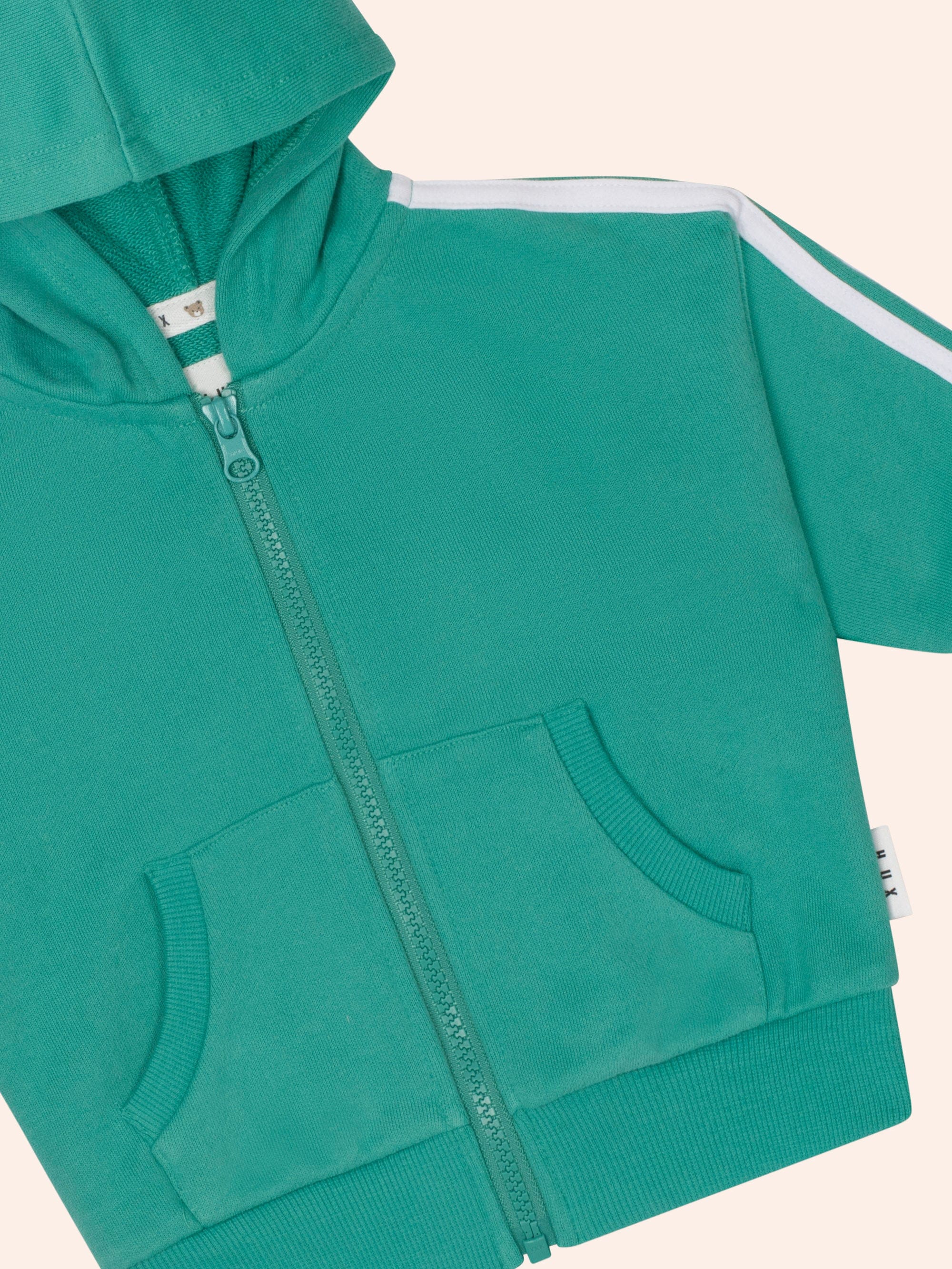 Heritage Green Sports Zip Through SWEATSHIRT Huxbaby