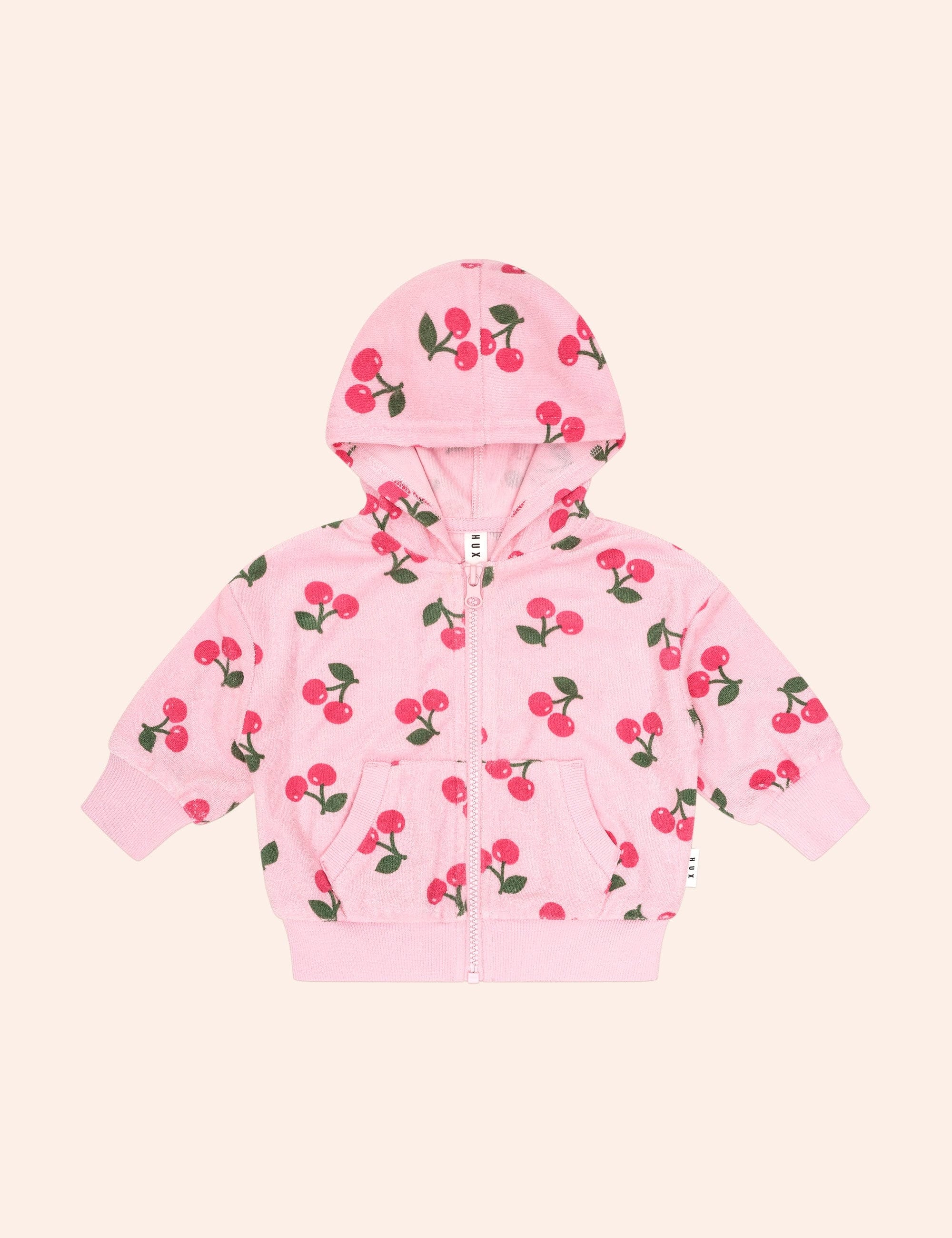 Cherry Towelling Zip Up Hoodie JACKET Huxbaby