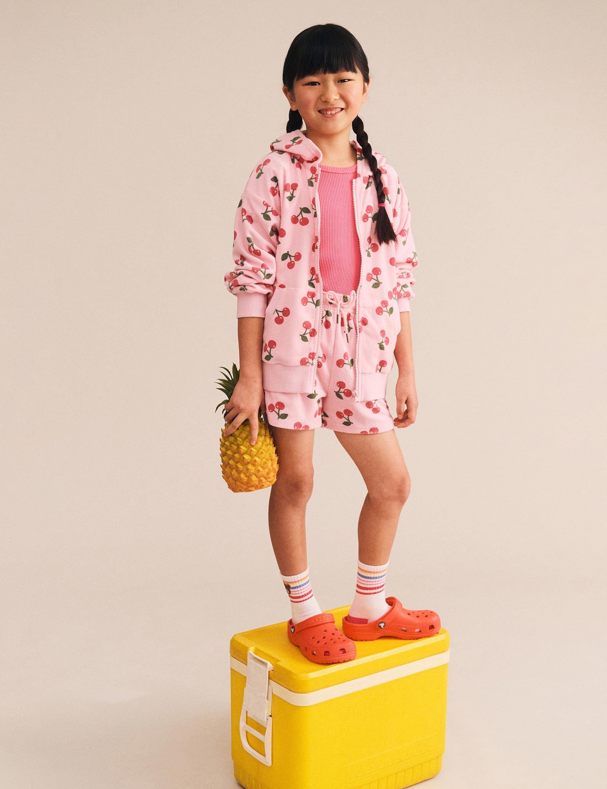 Cherry Towelling Zip Up Hoodie JACKET Huxbaby