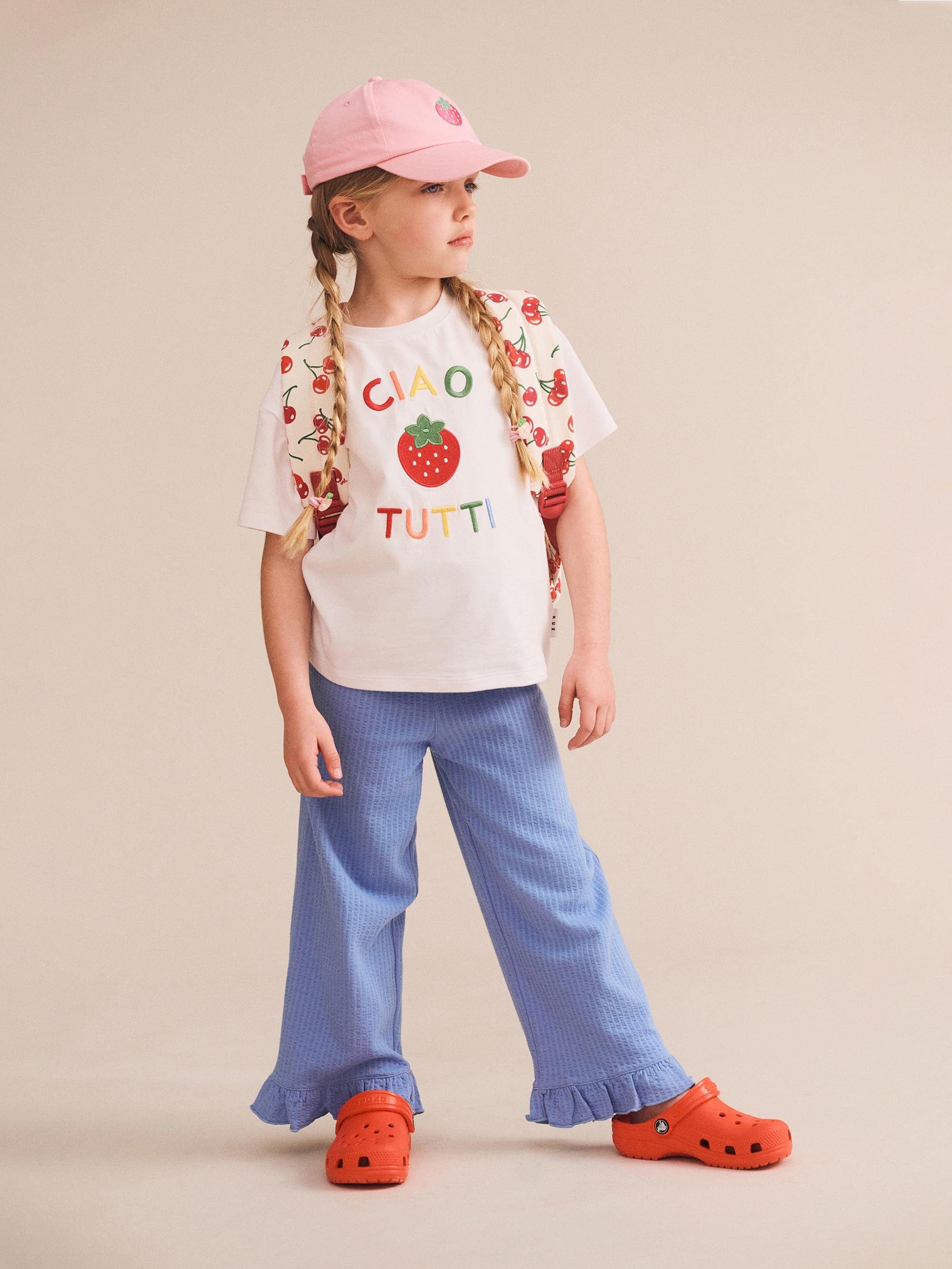 Strawberry Seersucker Frill Pant PANT Huxbaby