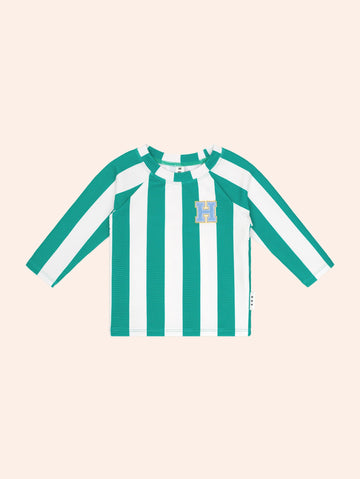 Green Stripe Ottoman Rashie SWIMWEAR Huxbaby